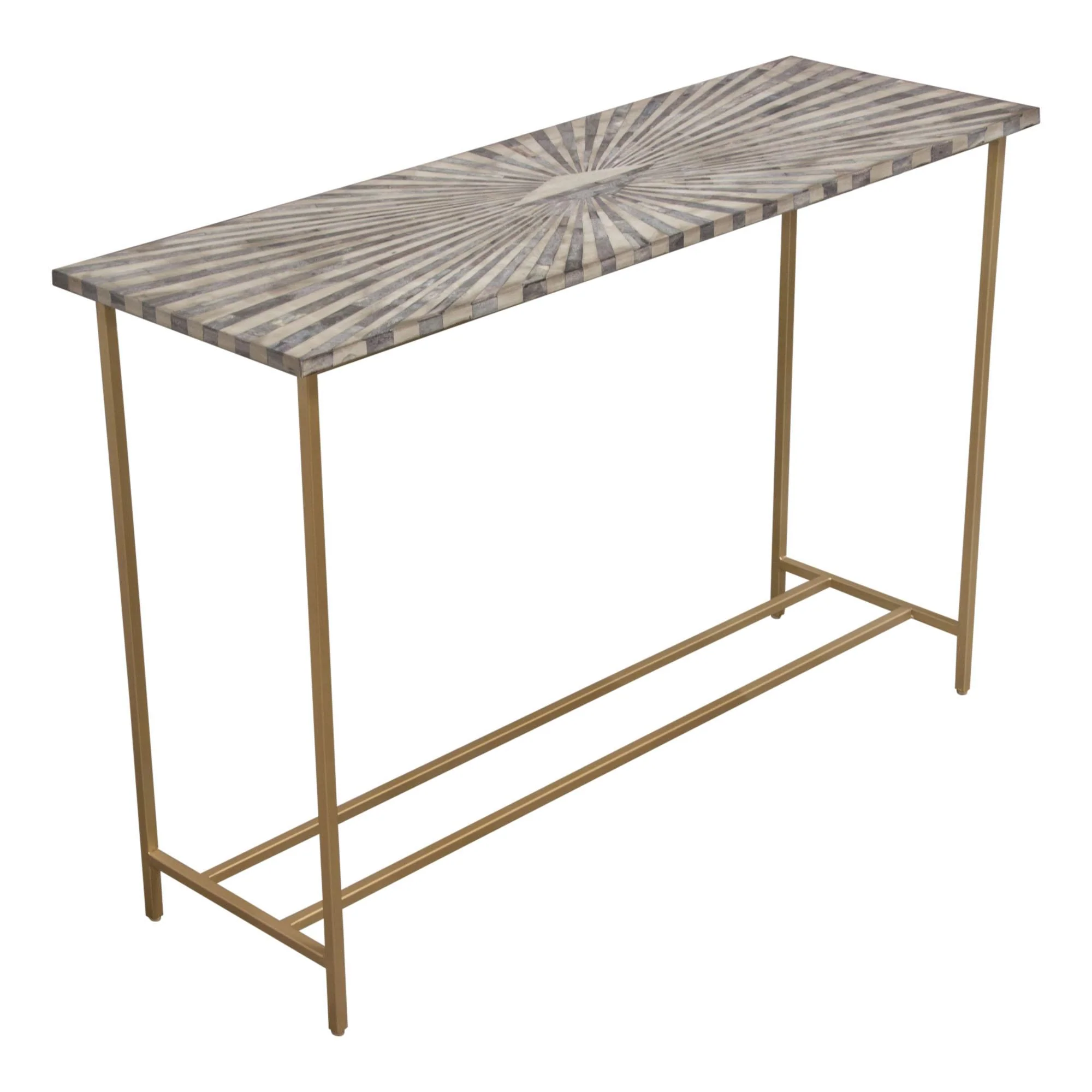 Prisma Console Table w/ Dyed Bone Inlay Sunburst Top & Brass Legs by Diamond Sofa - Image 4