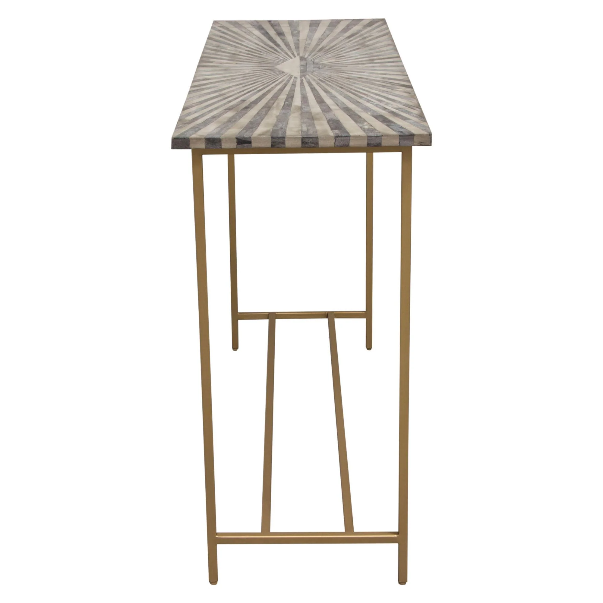 Prisma Console Table w/ Dyed Bone Inlay Sunburst Top & Brass Legs by Diamond Sofa - Image 5