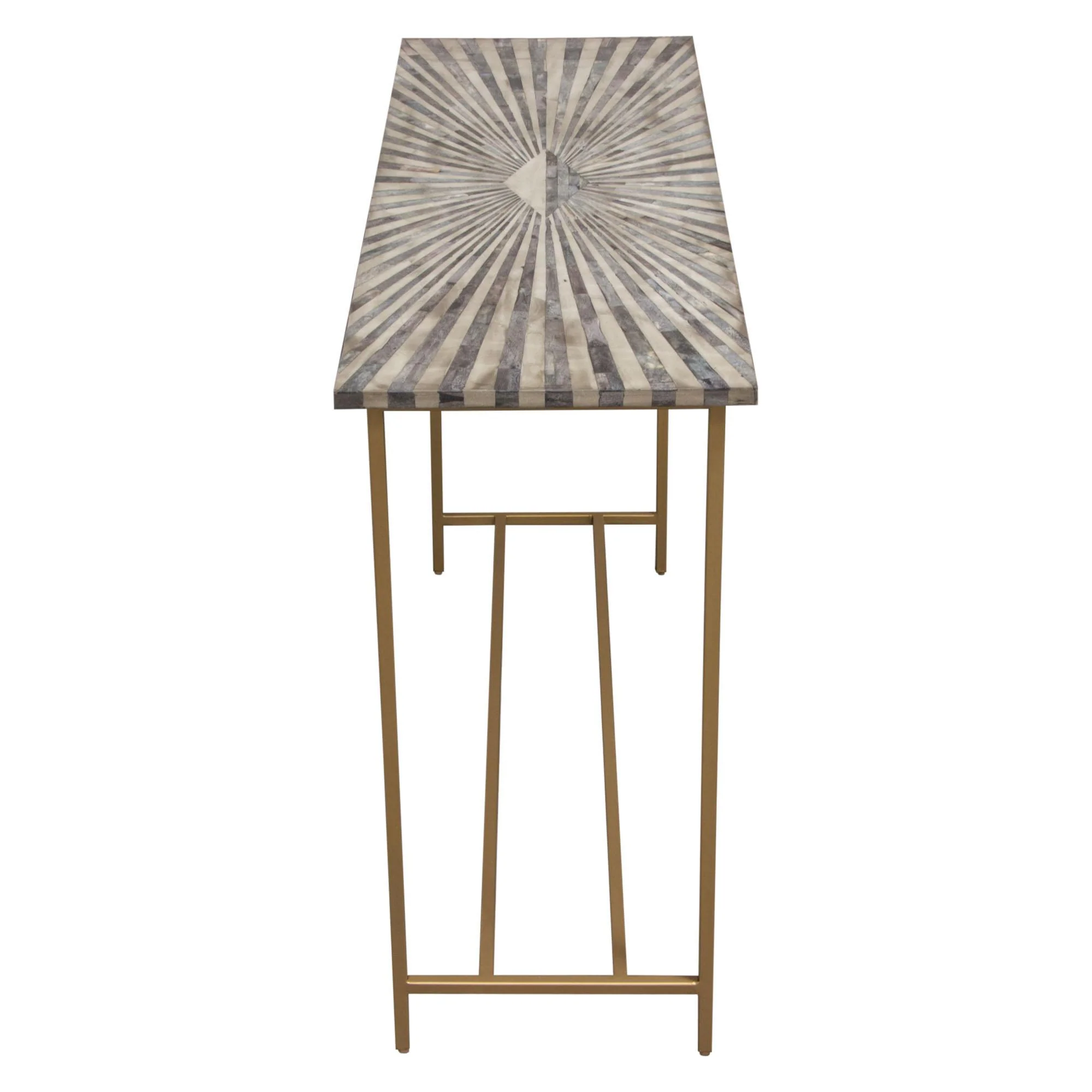 Prisma Console Table w/ Dyed Bone Inlay Sunburst Top & Brass Legs by Diamond Sofa - Image 6