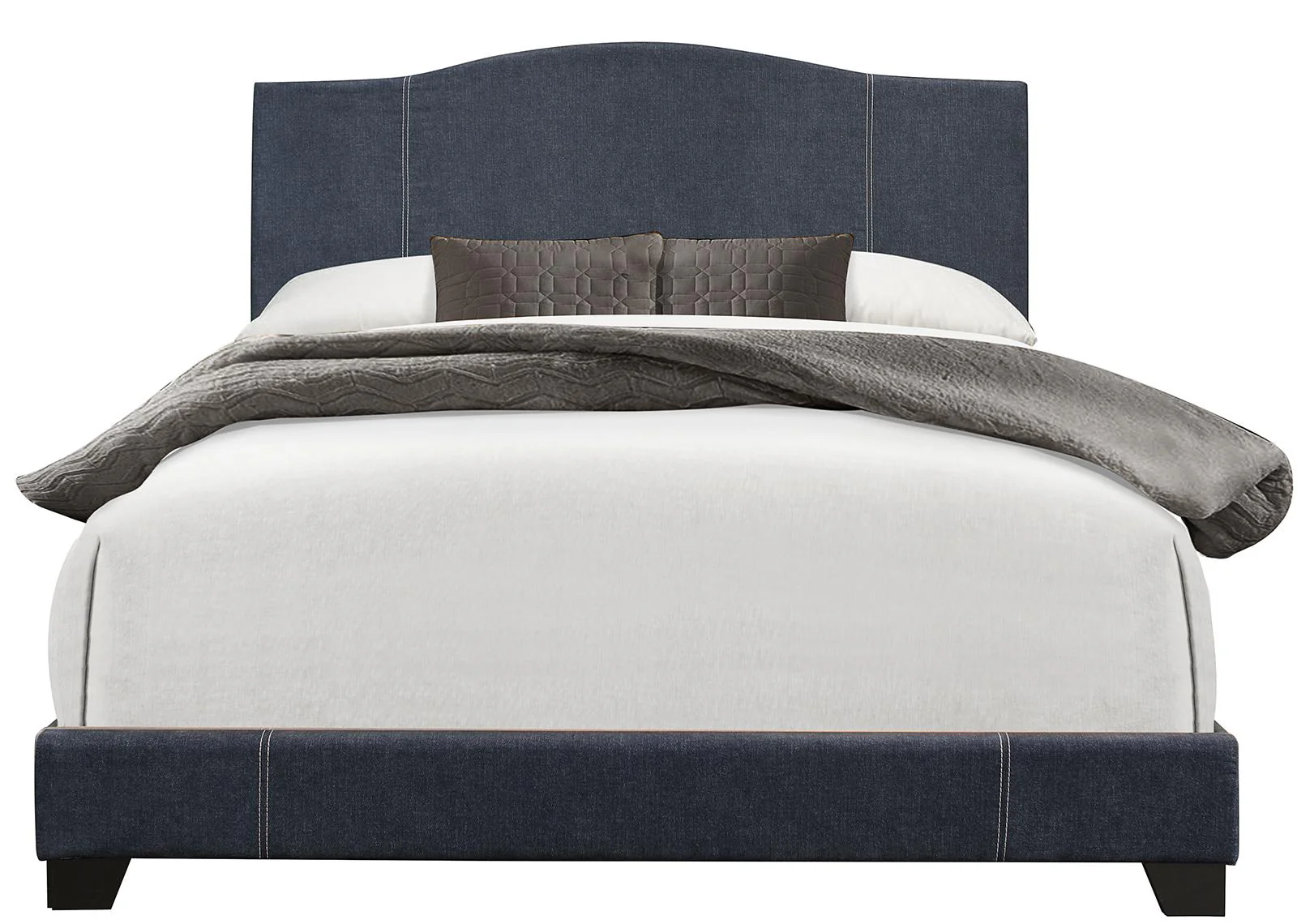 Pulaski ACH All-In-One King Modified Camel Back Upholstered Bed in Blue - Image 2