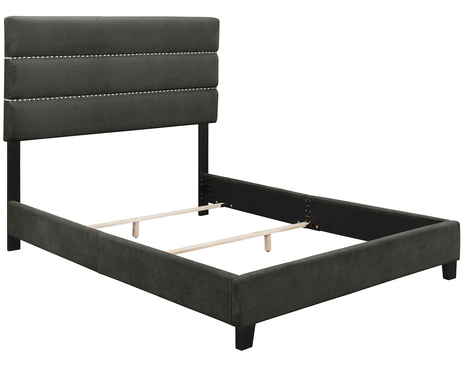 Pulaski ACH All-In-One Queen Horizontally Channeled Upholstered Bed in Grey - Image 4