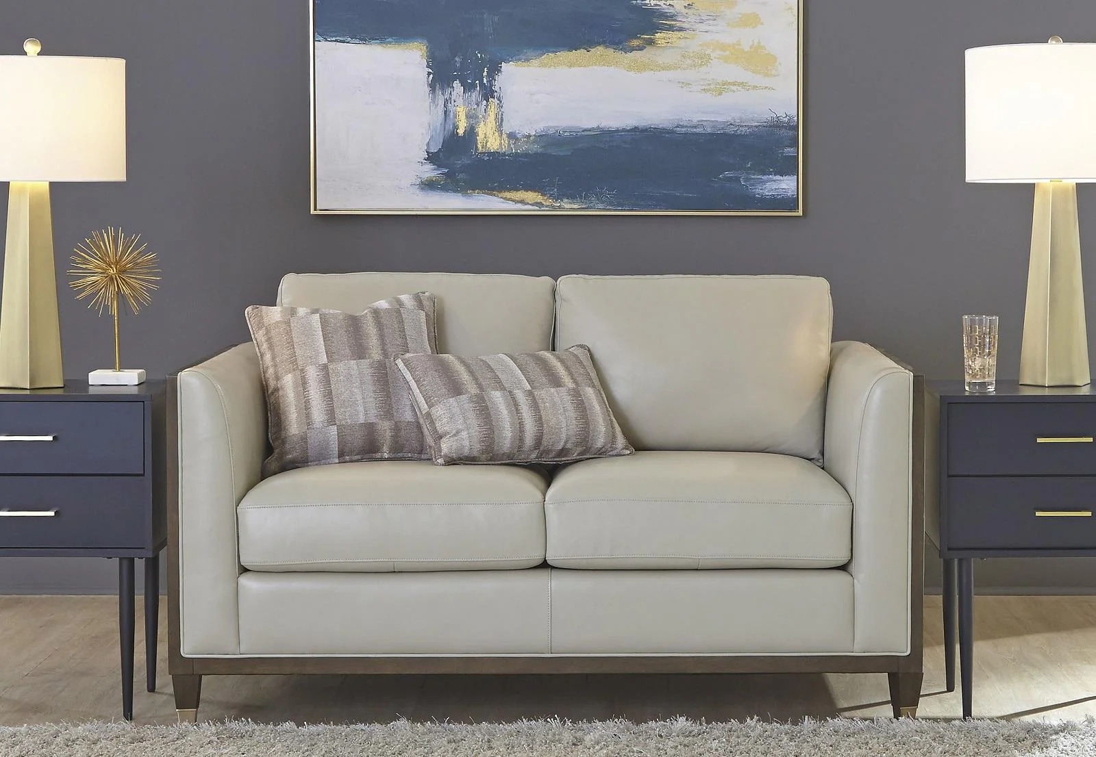 Pulaski Addison Leather Loveseat in Light Grey - Image 3