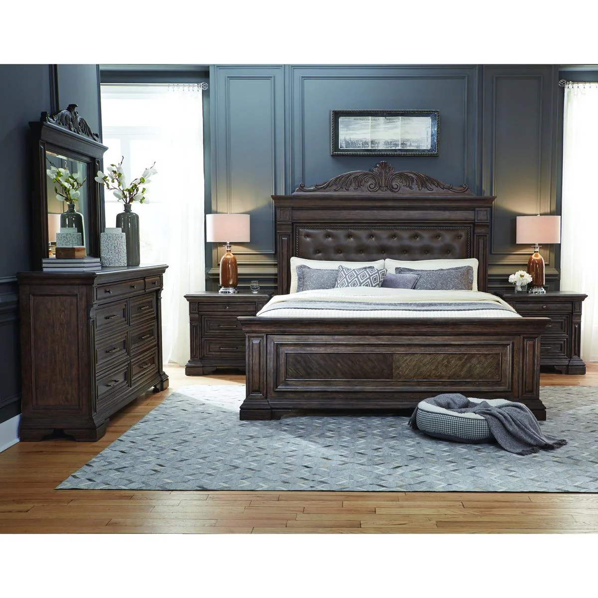 Pulaski Bedford Heights King Panel Bed in Estate Brown - Image 4