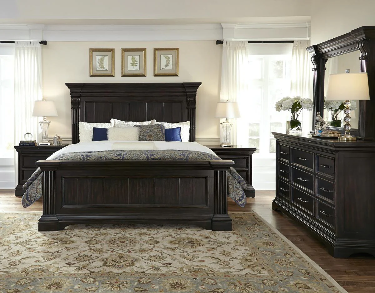 Pulaski Caldwell King Panel Bed in Dark Wood - Image 4