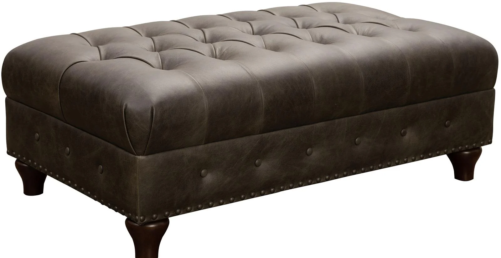 Pulaski Charlie Leather Cocktail Ottoman in Heritage Brown - Image 2