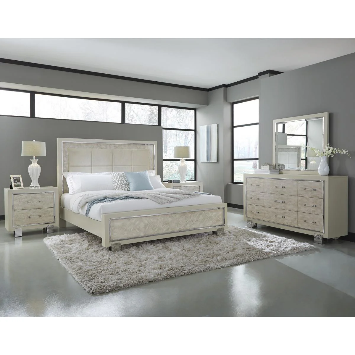 Pulaski Cydney King Upholstered Panel Bed in Painted - Image 3