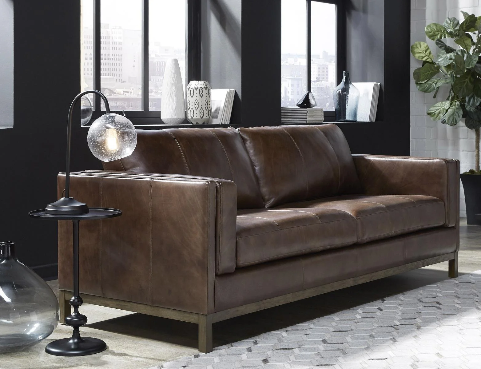 Pulaski Drake Leather Sofa in Brown - Image 5