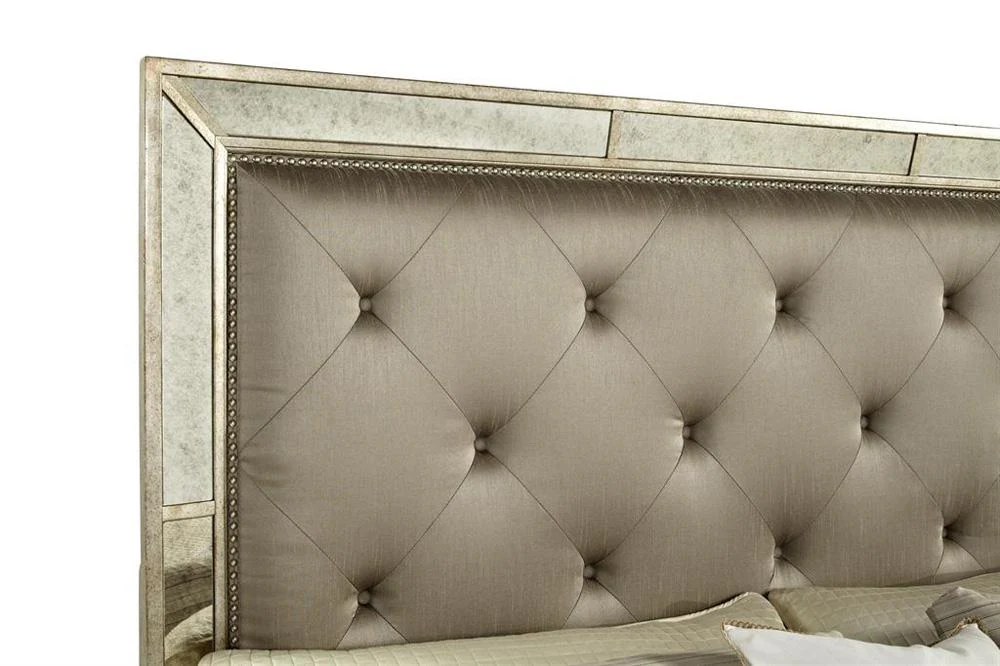 Pulaski Farrah Queen Panel Bed with Tufting in Metallic - Image 2