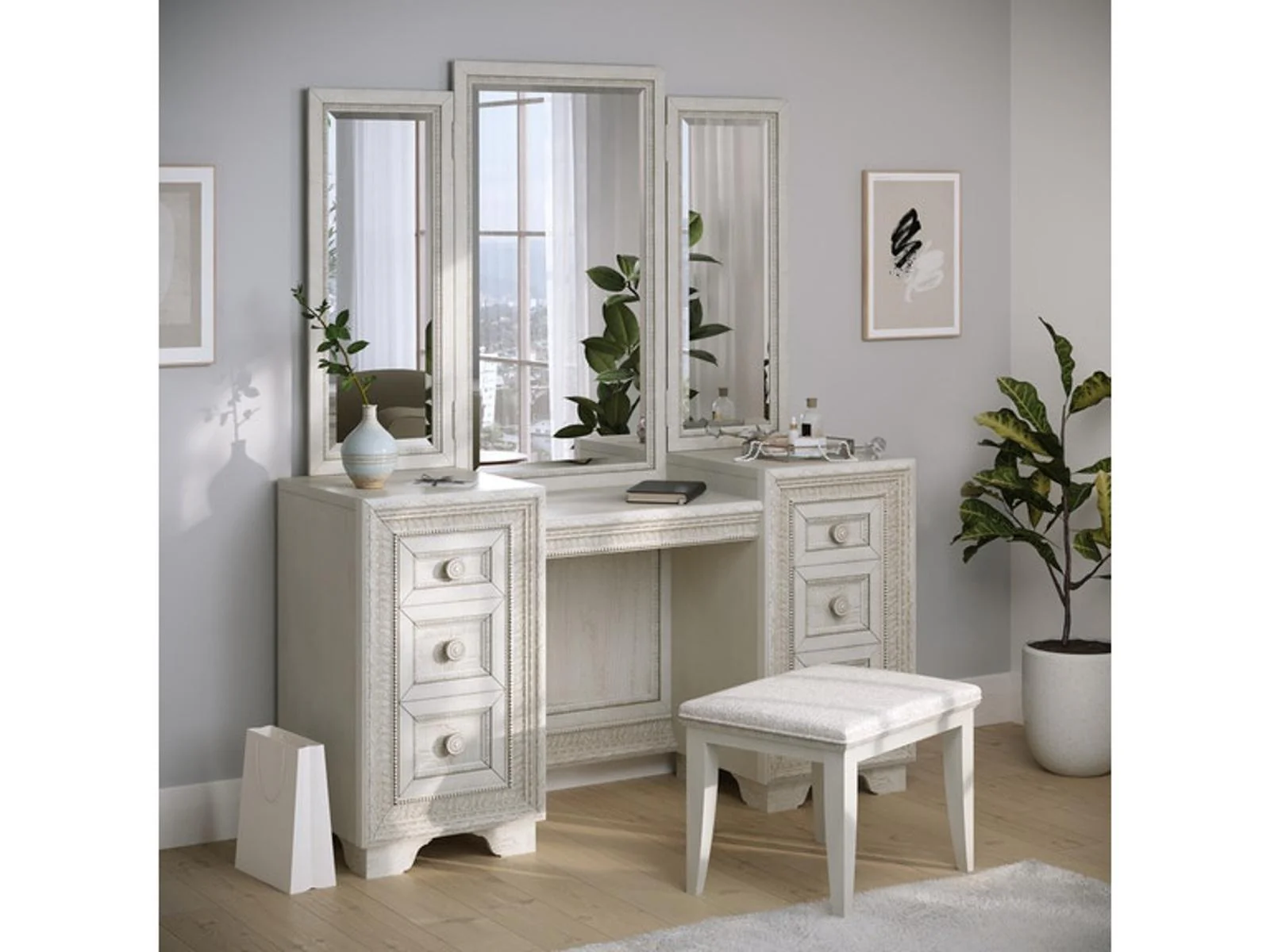 Pulaski Furniture Camila Vanity Stool in Light Wood - Image 4