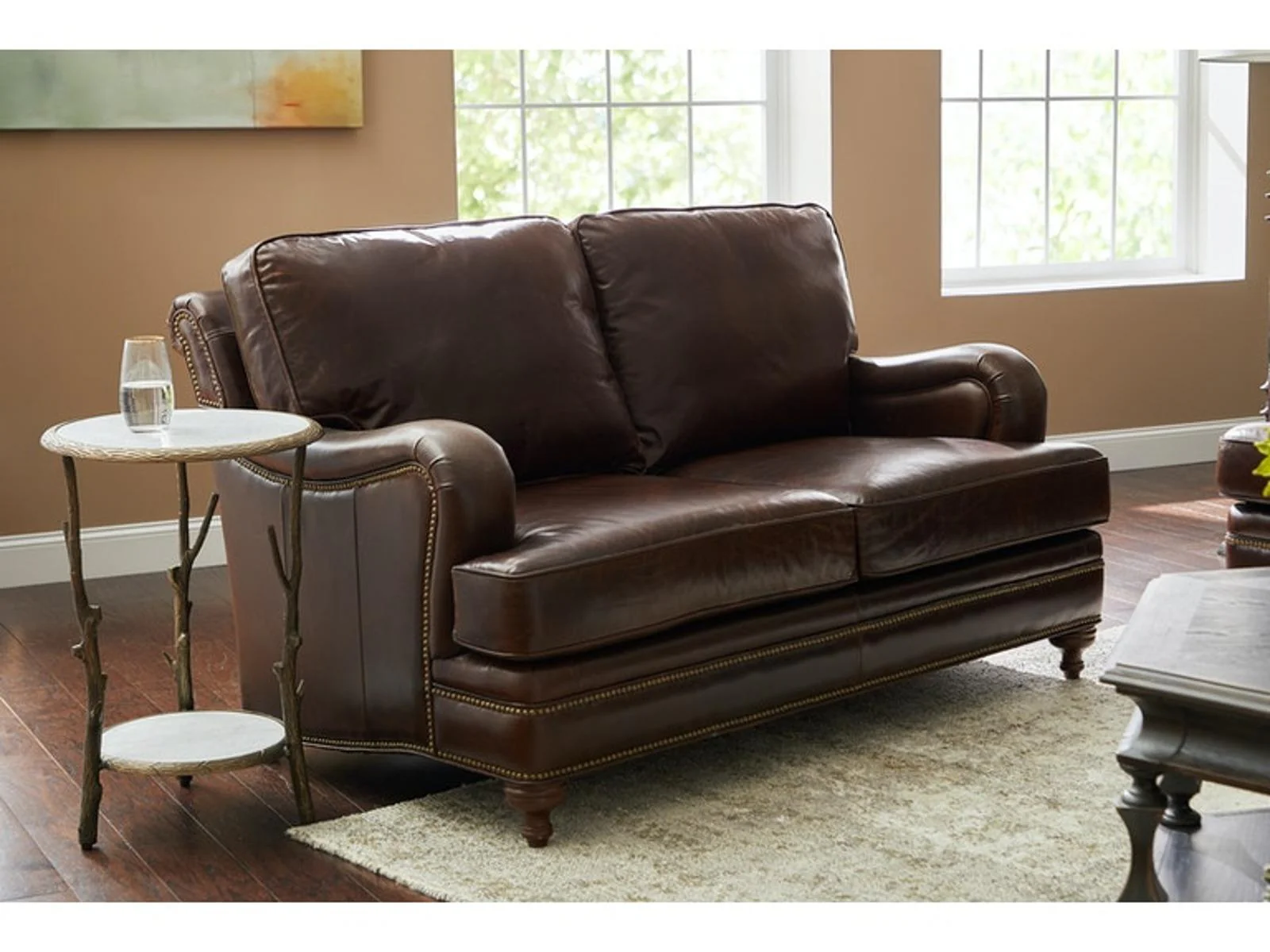 Pulaski Furniture Oliver Stationary Loveseat in Dark Wood - Image 3