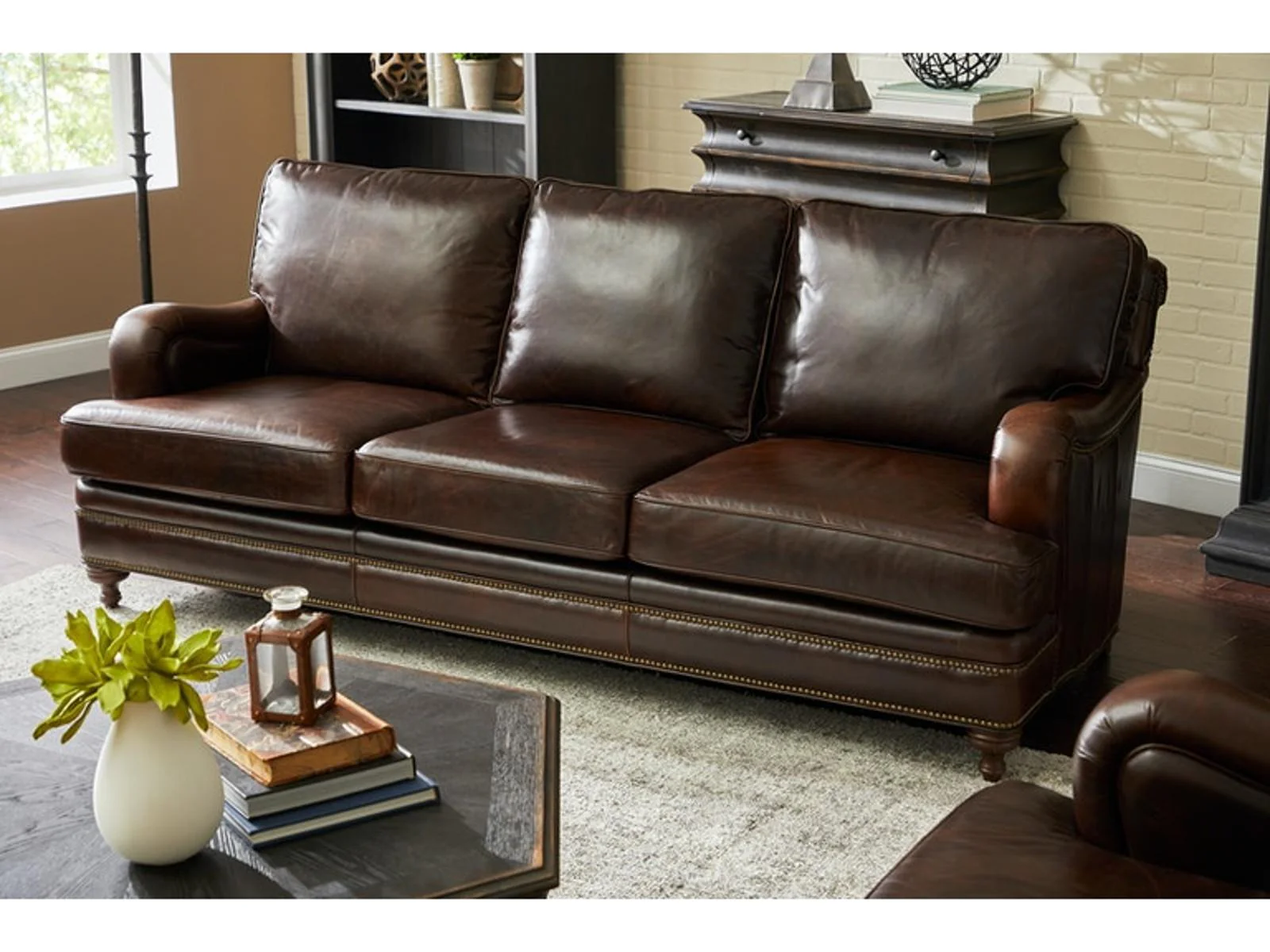 Pulaski Furniture Oliver Stationary Sofa in Dark Wood - Image 3