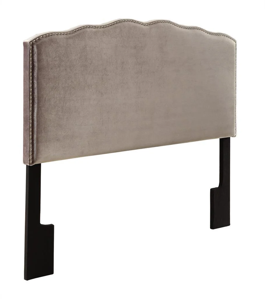 Pulaski King Nailhead Shaped Upholstered Headboard in Velvet Shmer - Image 2