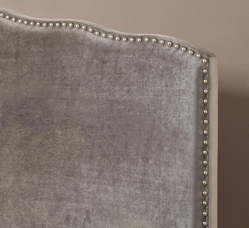 Pulaski King Nailhead Shaped Upholstered Headboard in Velvet Shmer - Image 3