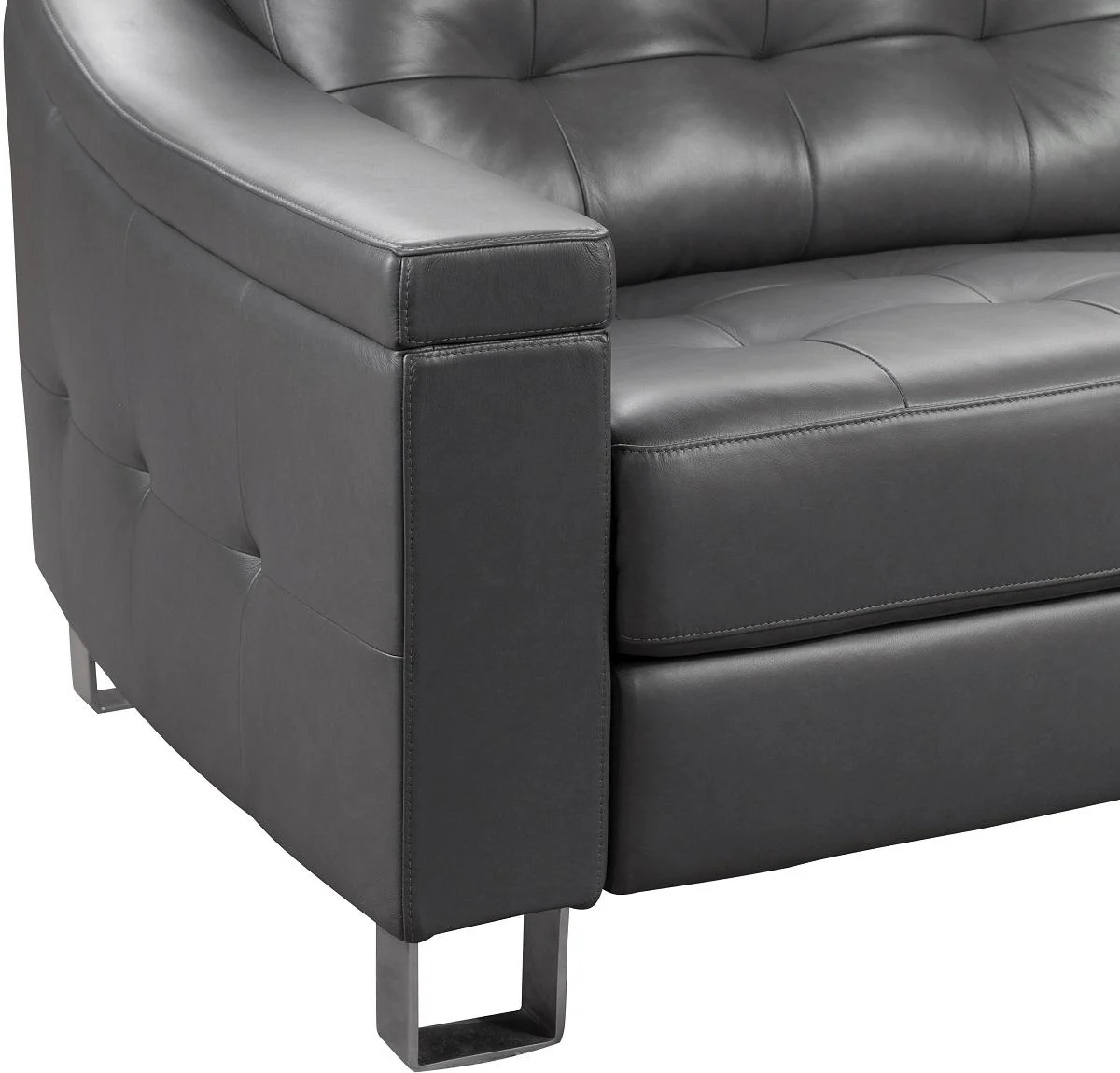 Pulaski Parker Leather Reclining Loveseat in Supple Gray - Image 4