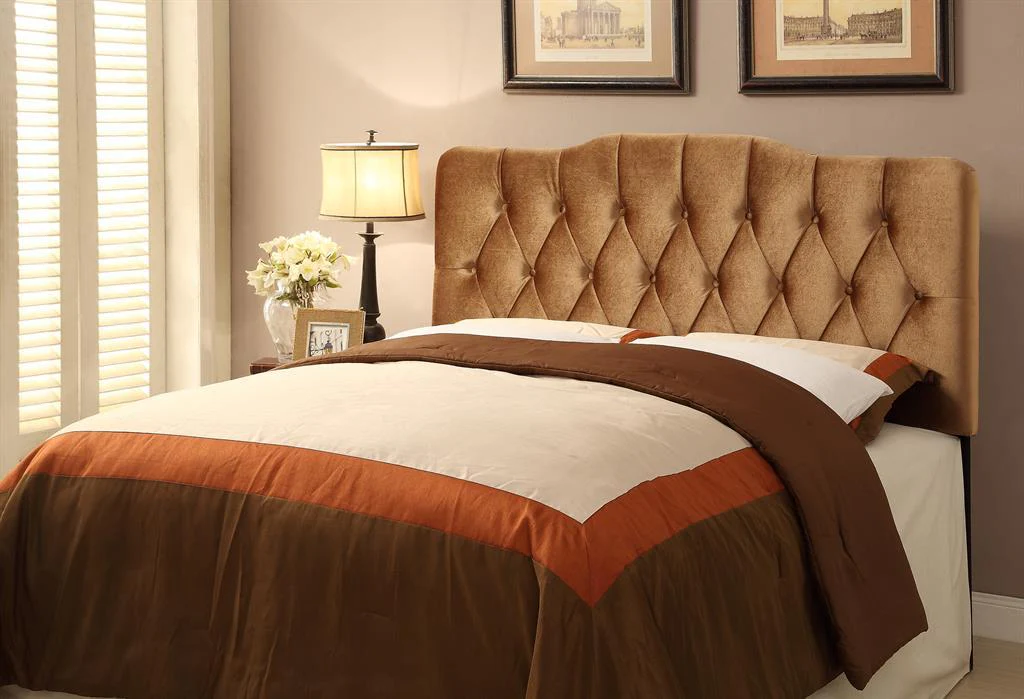 Pulaski Queen Upholstered Soft Shape Headboard in Velvet Bronze - Image 4