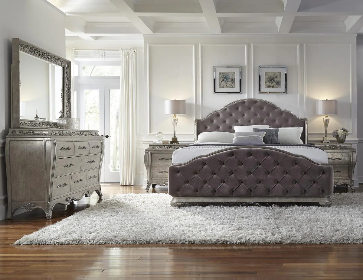 Pulaski Rhianna King Upholstered Bed in Silver Patina - Image 3