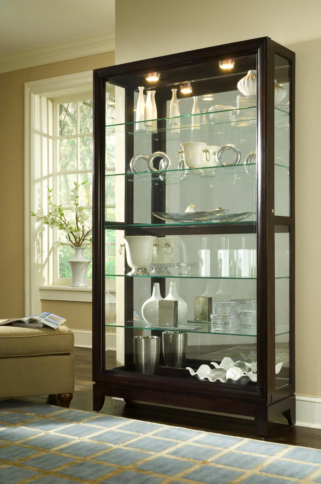Pulaski Chocolate Cherry Two Way Sliding Door Curio - Image 2