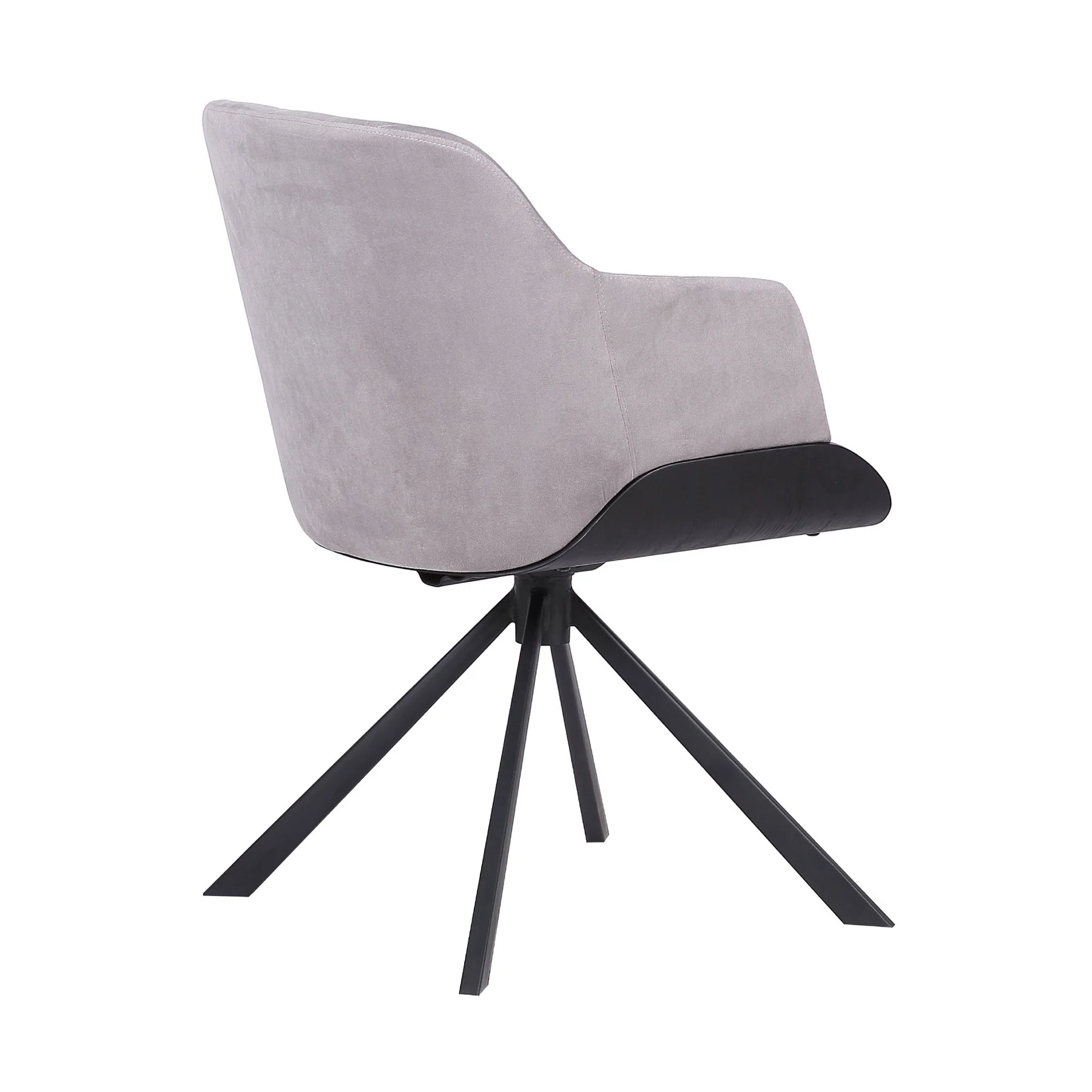 Puma Contemporary Dining Chair in Black Powder Coated Finish with Gray Velvet and Black Brushed Wood Finish - Image 4