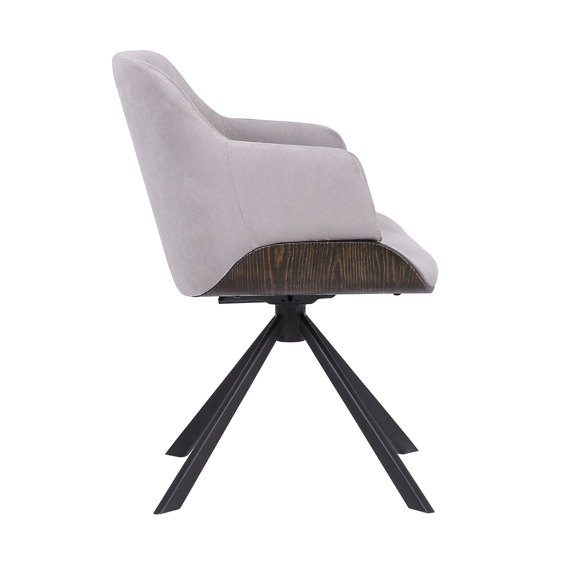 Puma Mid-Century Dining Chair in Black Powder Coated Finish with Gray Velvet and Walnut Glazed Finish - Image 3