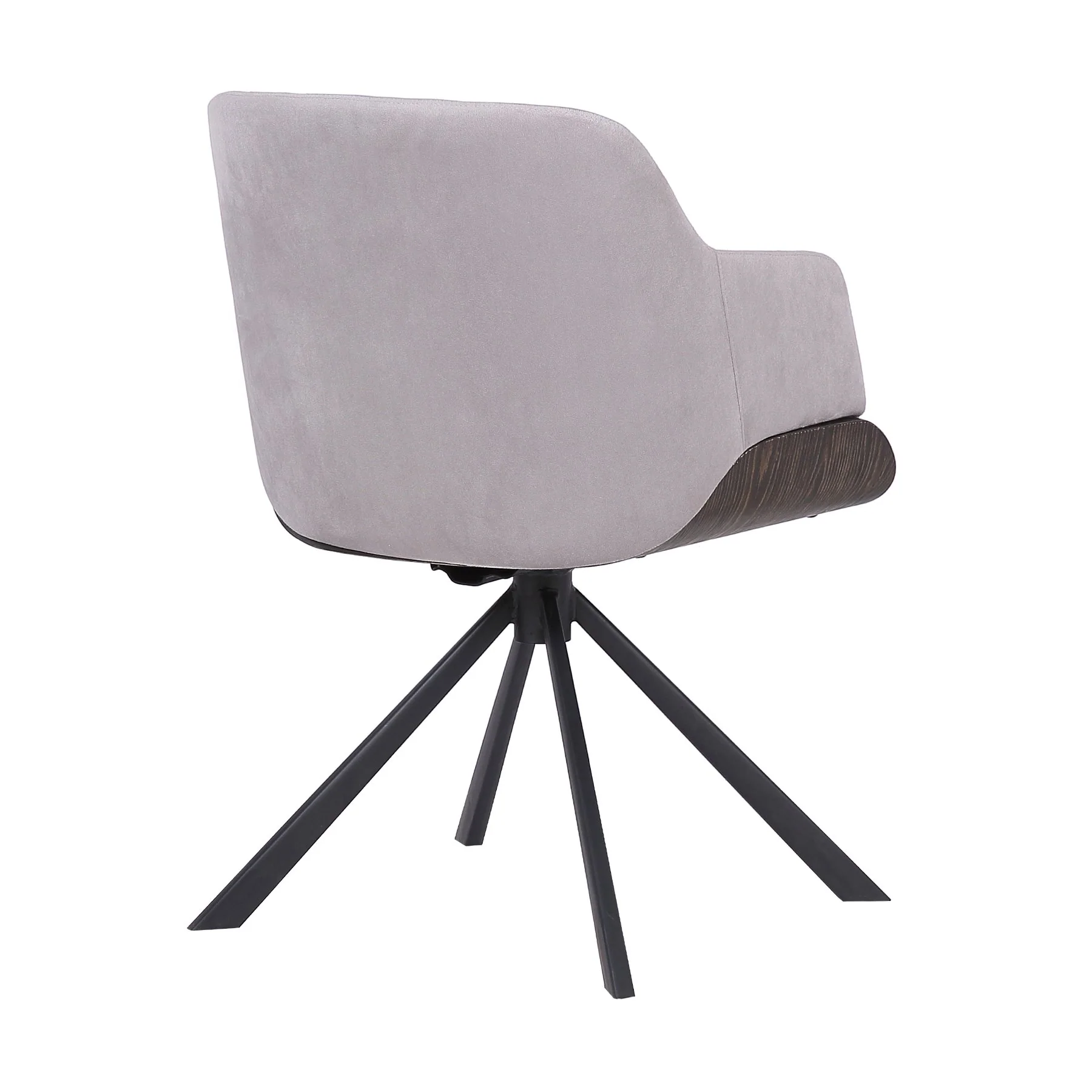 Puma Mid-Century Dining Chair in Black Powder Coated Finish with Gray Velvet and Walnut Glazed Finish - Image 4