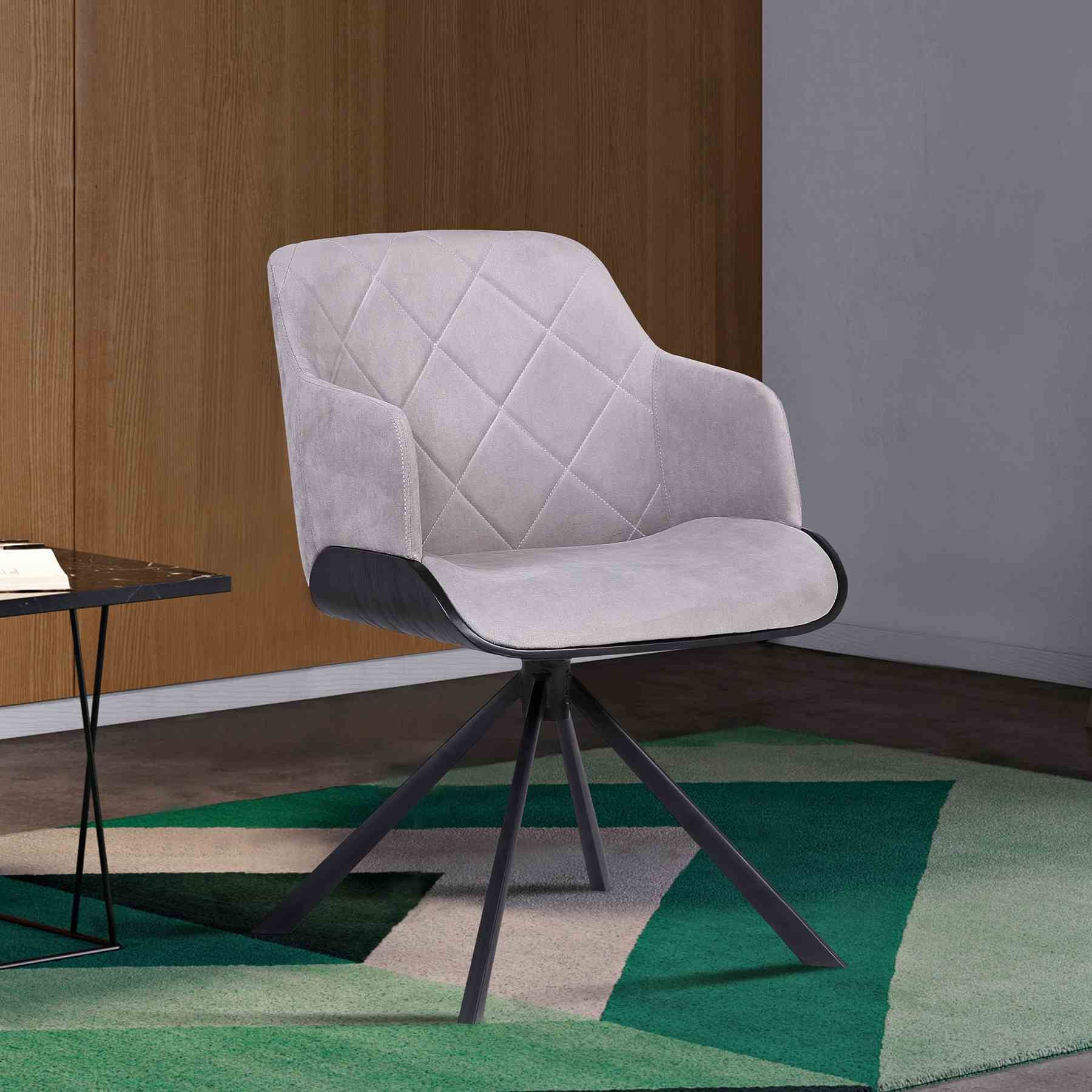 Puma Mid-Century Dining Chair in Black Powder Coated Finish with Gray Velvet and Walnut Glazed Finish - Image 6