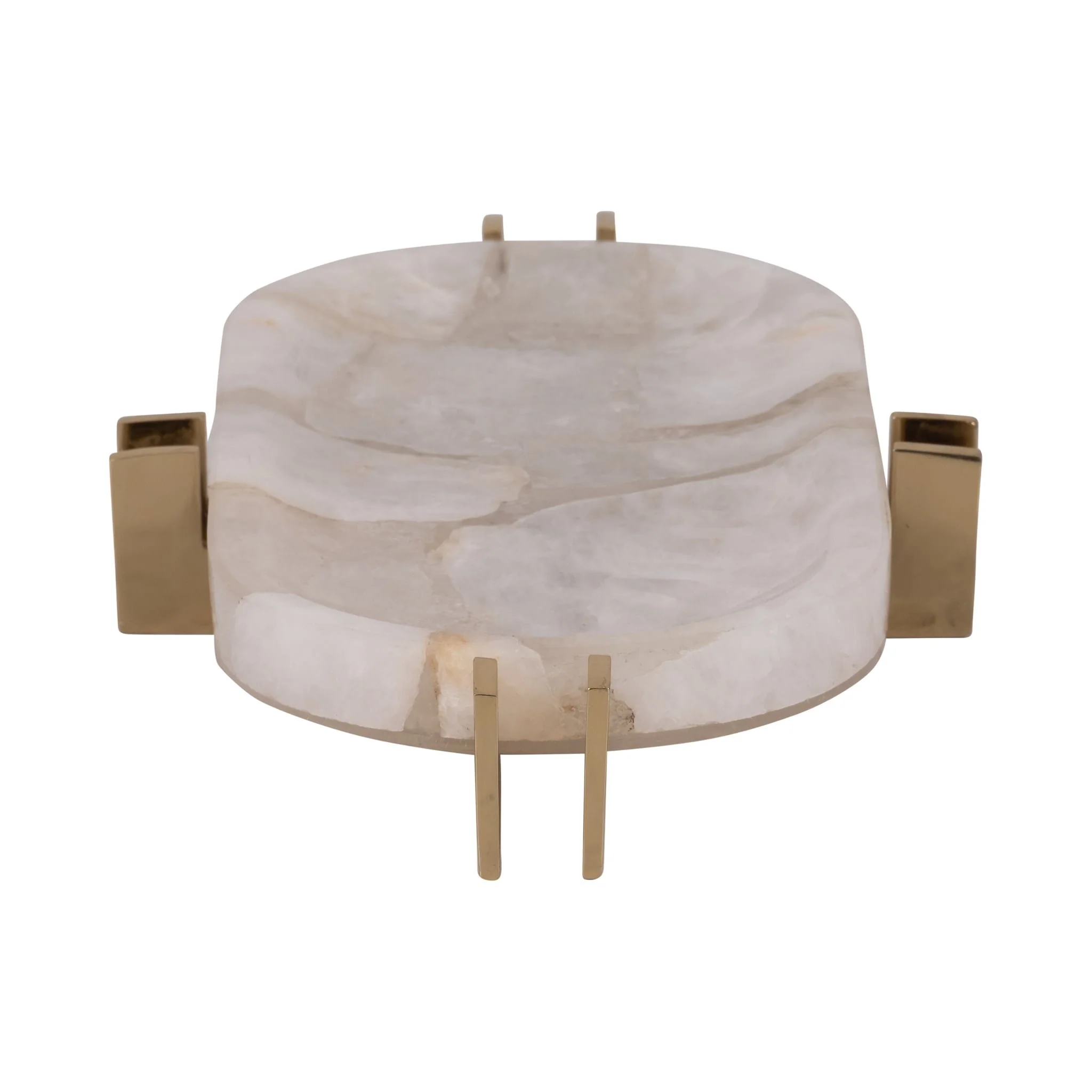 Quartz, 14" White Tray With Gold Details, White/go - Image 4
