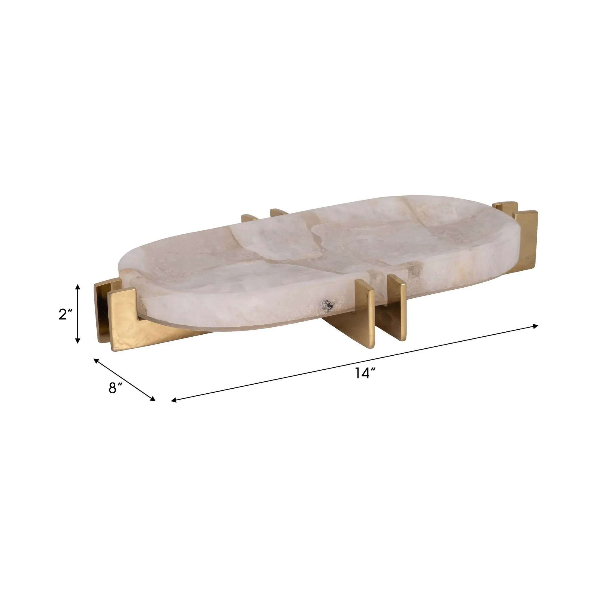 Quartz, 14" White Tray With Gold Details, White/go - Image 8