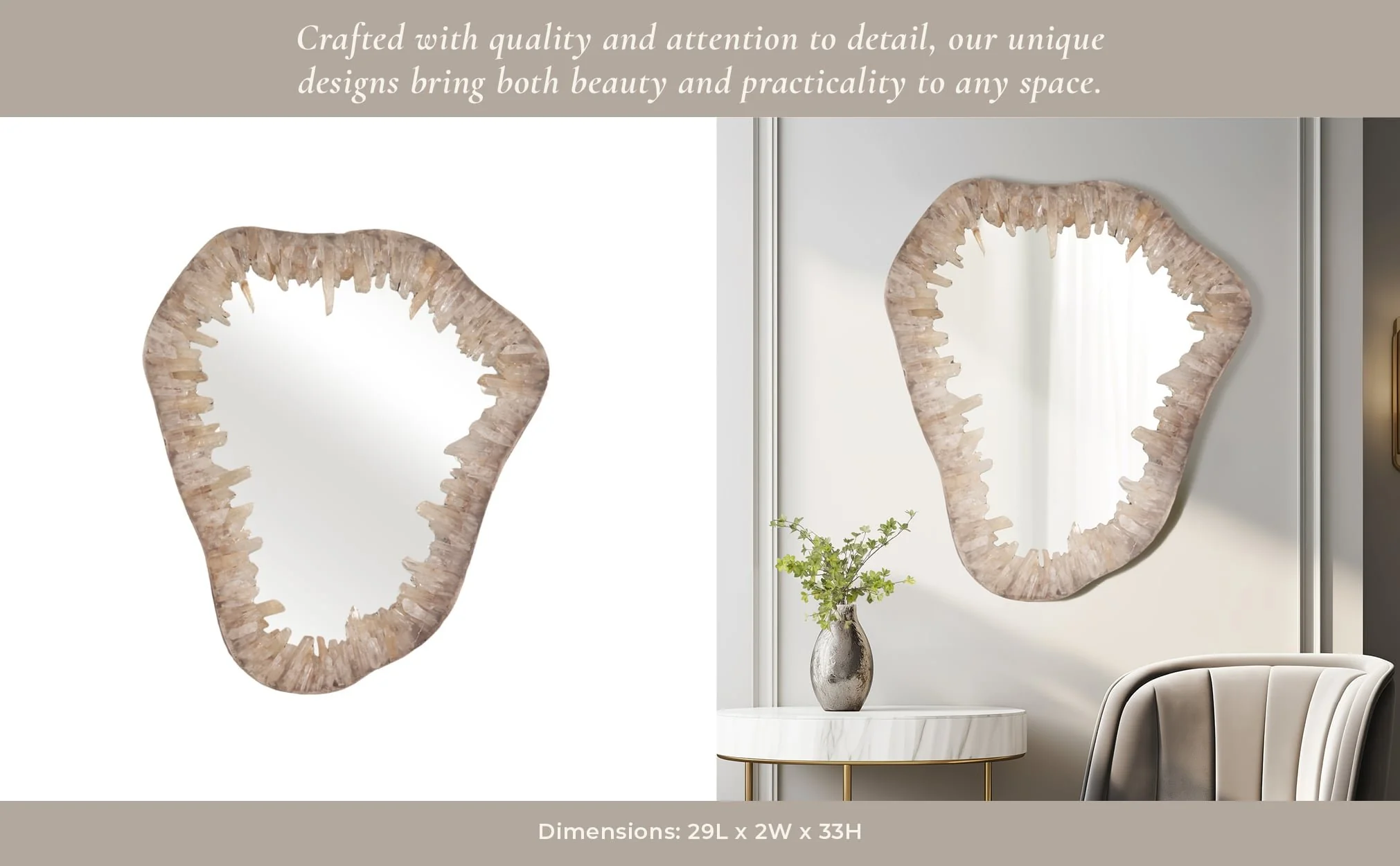 Quartz, 25" Organic Mirror, Ivory - Image 10