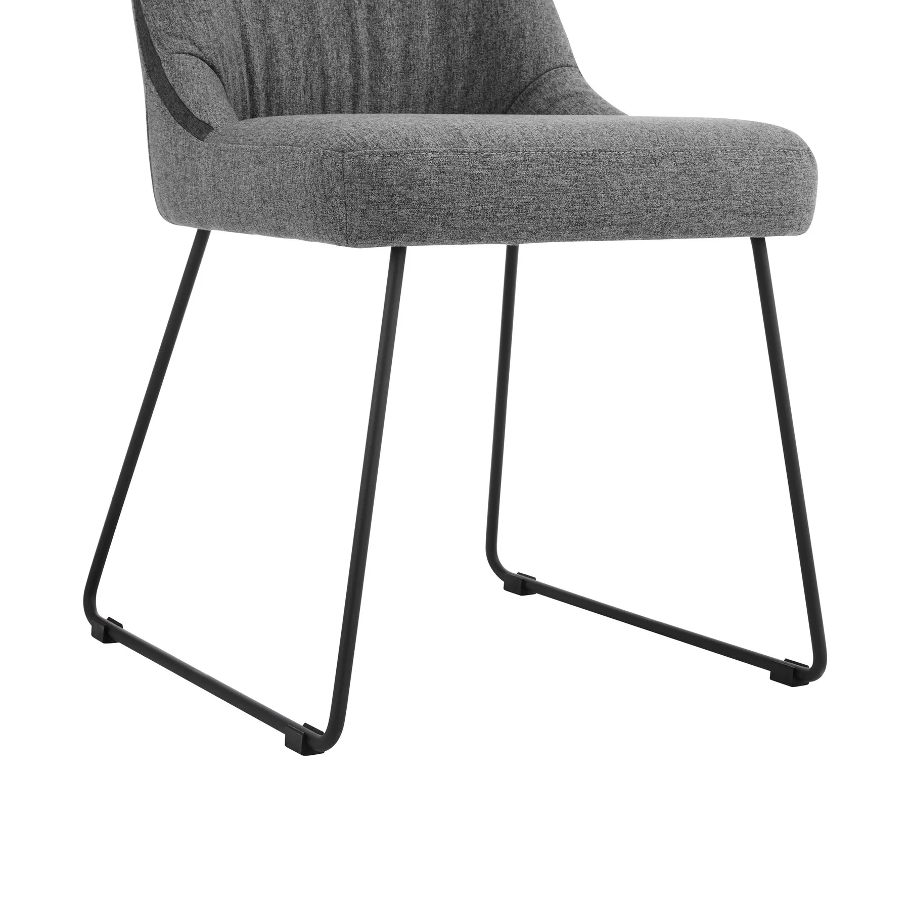 Quartz Gray Fabric and Metal Dining Room Chairs - Set of 2 - Image 6