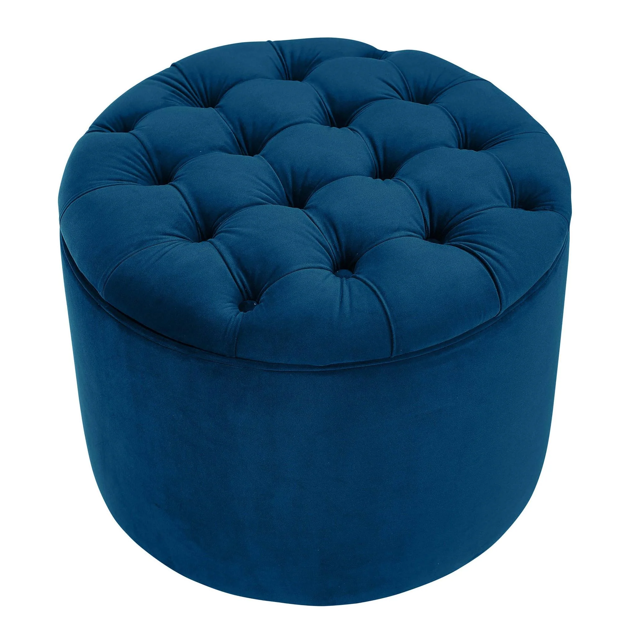 Queen Navy Velvet Storage Ottoman - Image 4