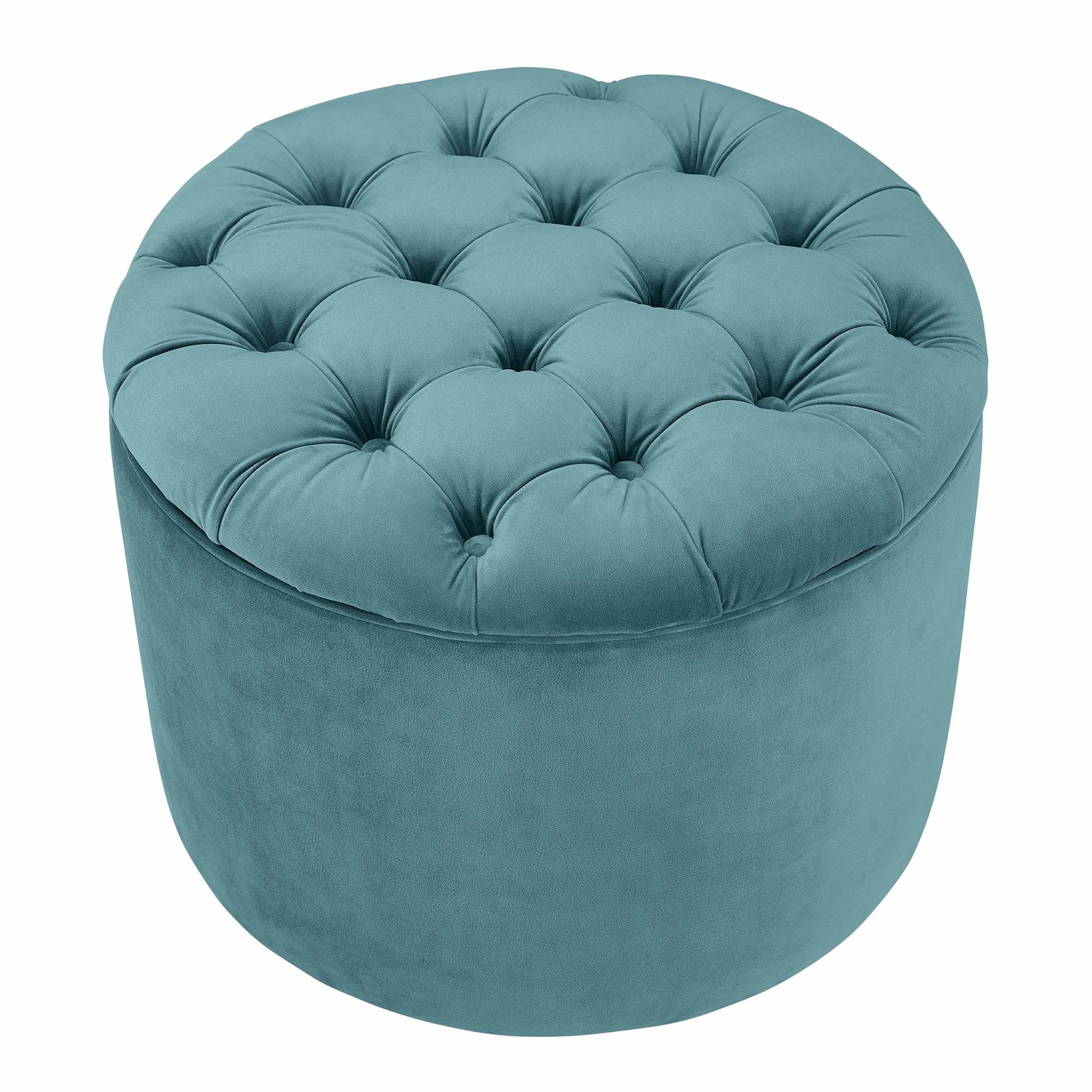 Queen Sea Blue Velvet Storage Ottoman - Image 4