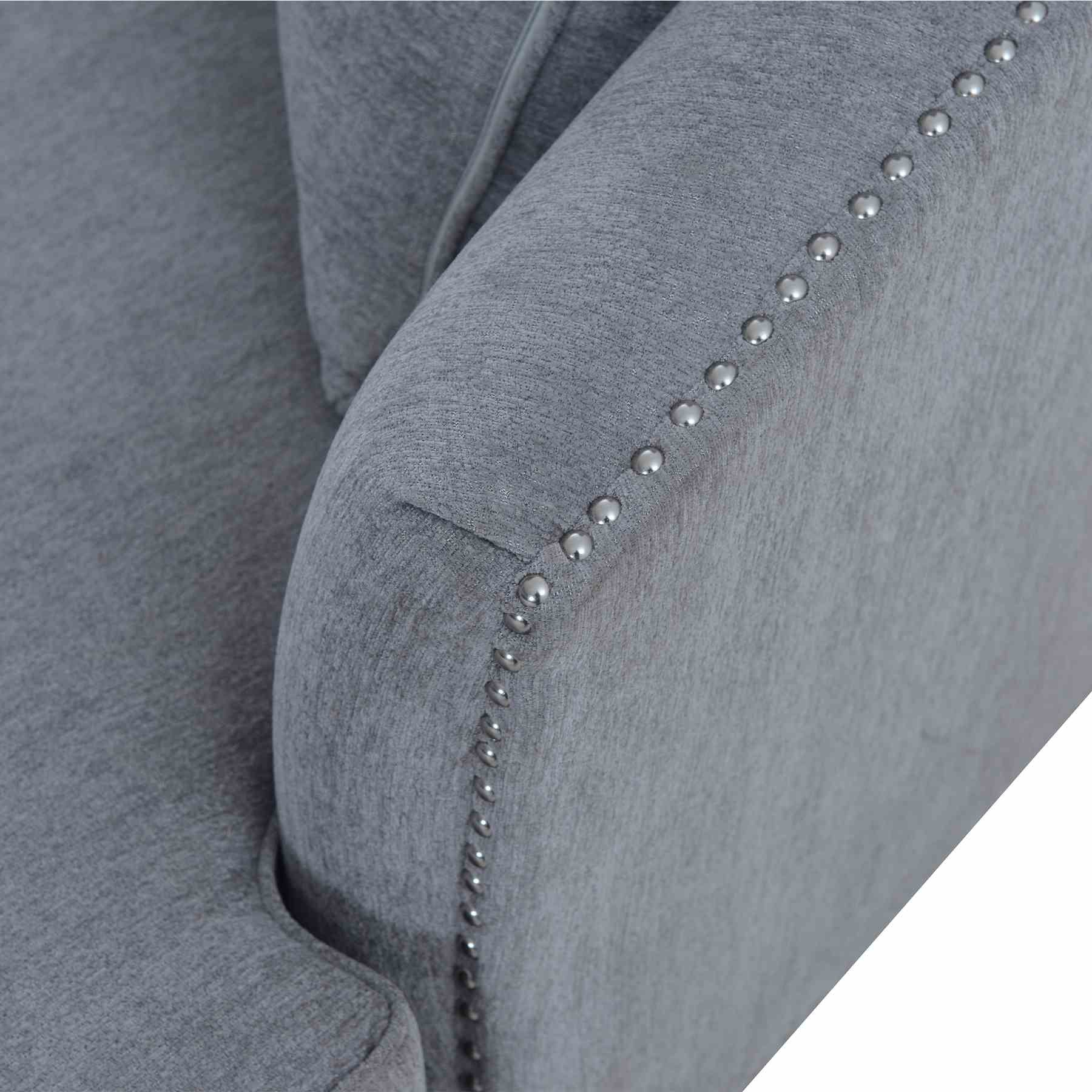 Queenly Gray Fabric Upholstered Corner Sofa - Image 5