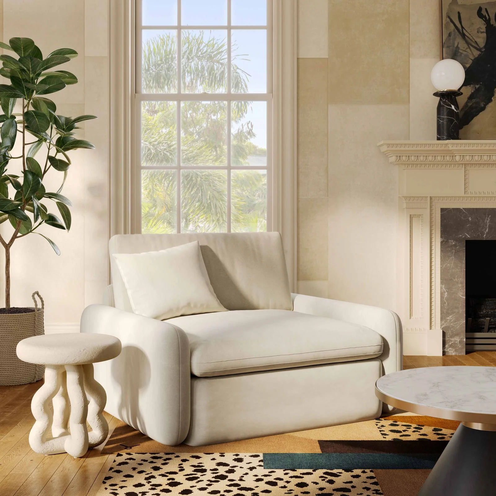 Rachelle Cream Velvet Lounge Chair - Image 2