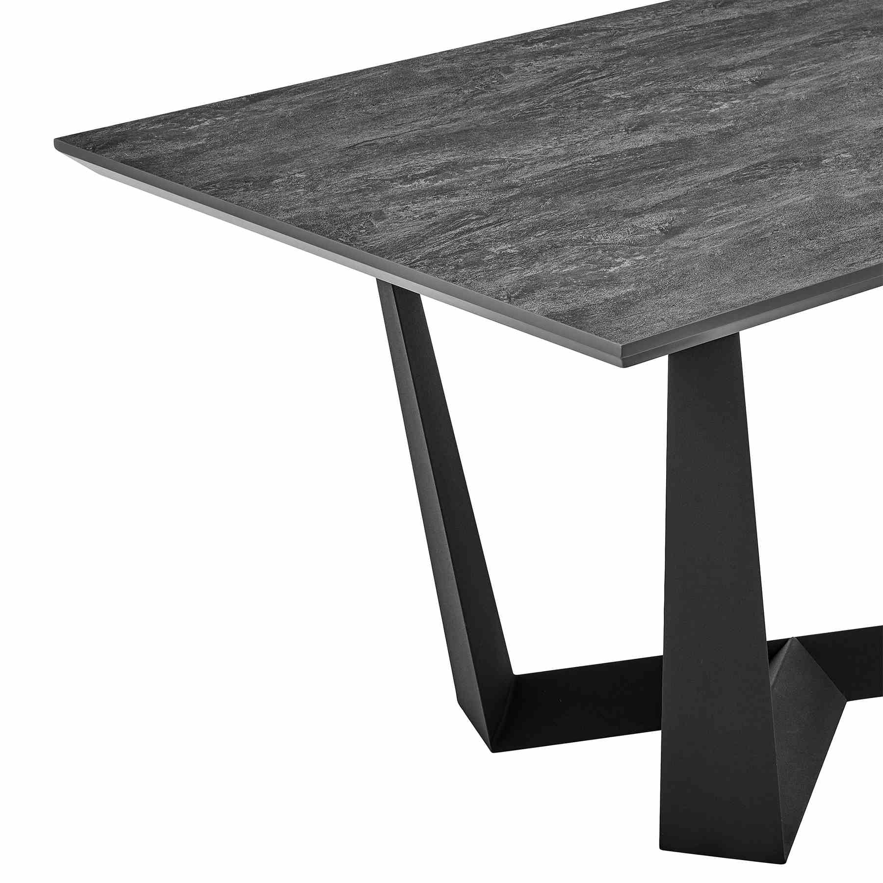 Radford Dark Gray Rectangular Dining Table with Black Finish - Image 3