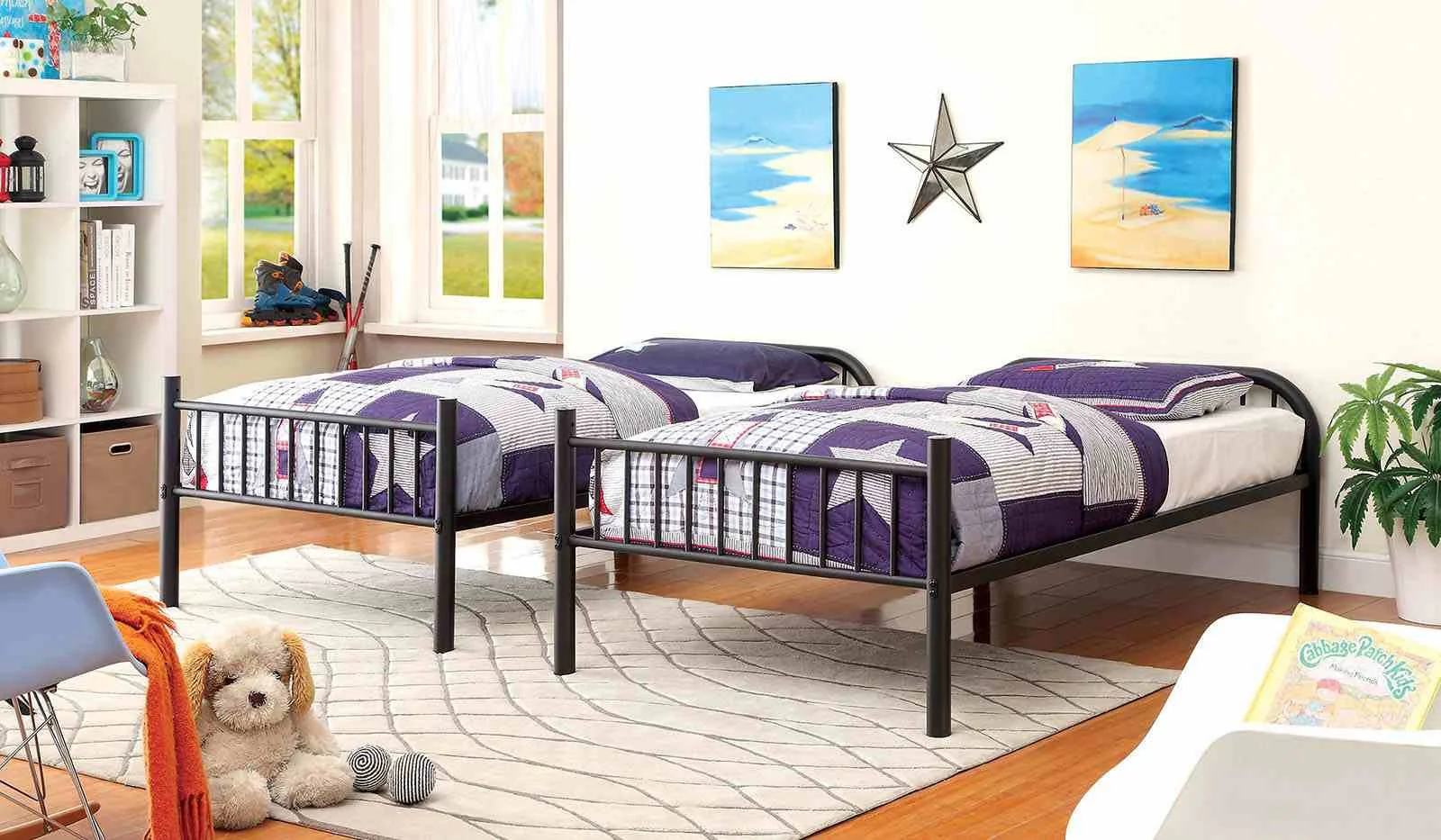 Rainbow Metal Twin/Twin Bunk Bed, Black - Image 2