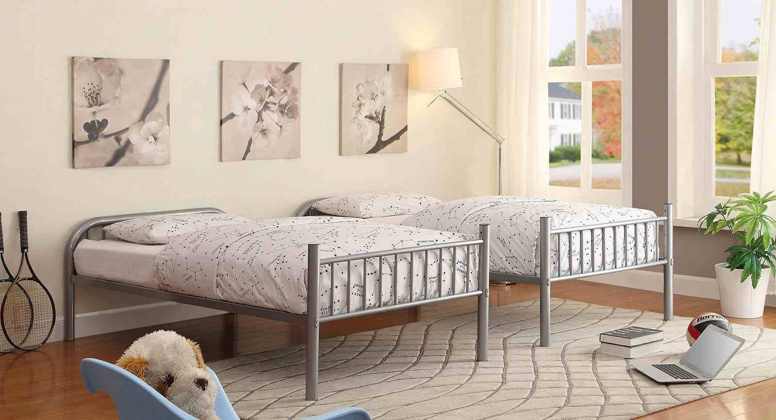 Rainbow Metal Twin/Twin Bunk Bed, Silver - Image 2