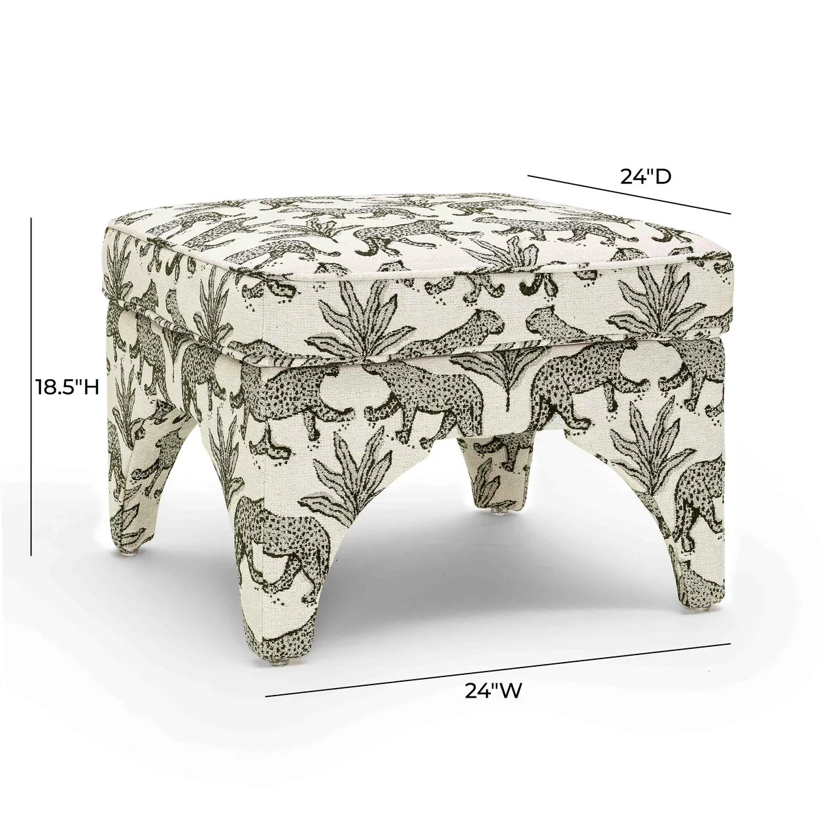 Raji Cream Leopard Jacquard Ottoman - Image 6