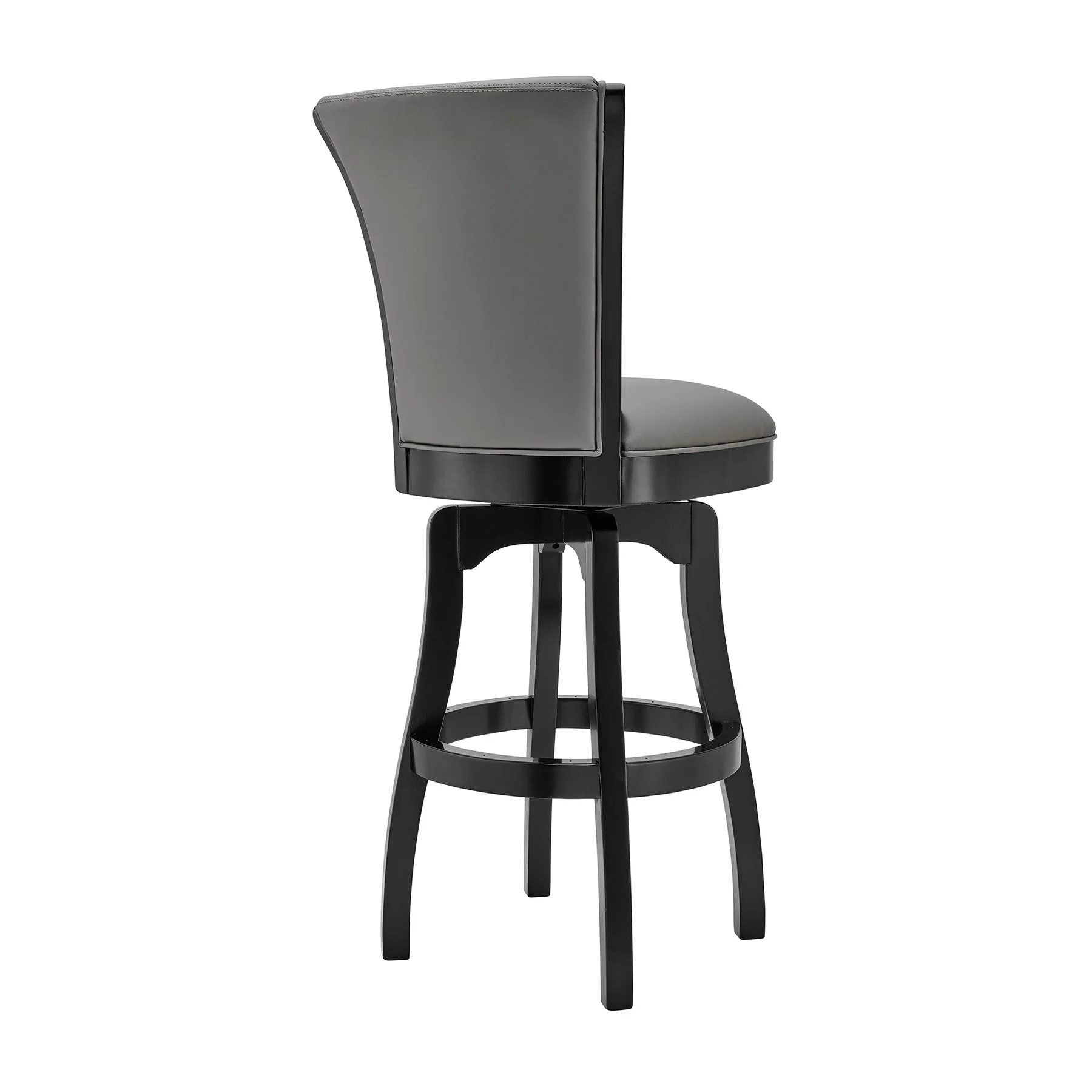 Raleigh 26" Counter Height Swivel Barstool in Black Finish and Gray Faux Leather - Image 3