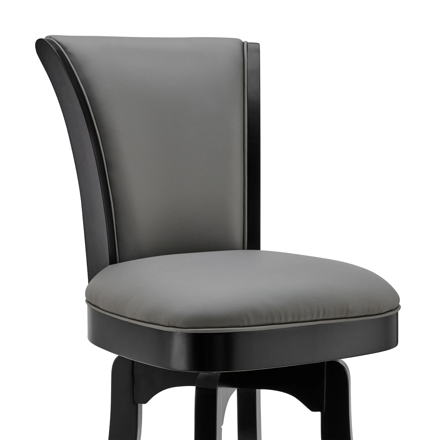 Raleigh 26" Counter Height Swivel Barstool in Black Finish and Gray Faux Leather - Image 4