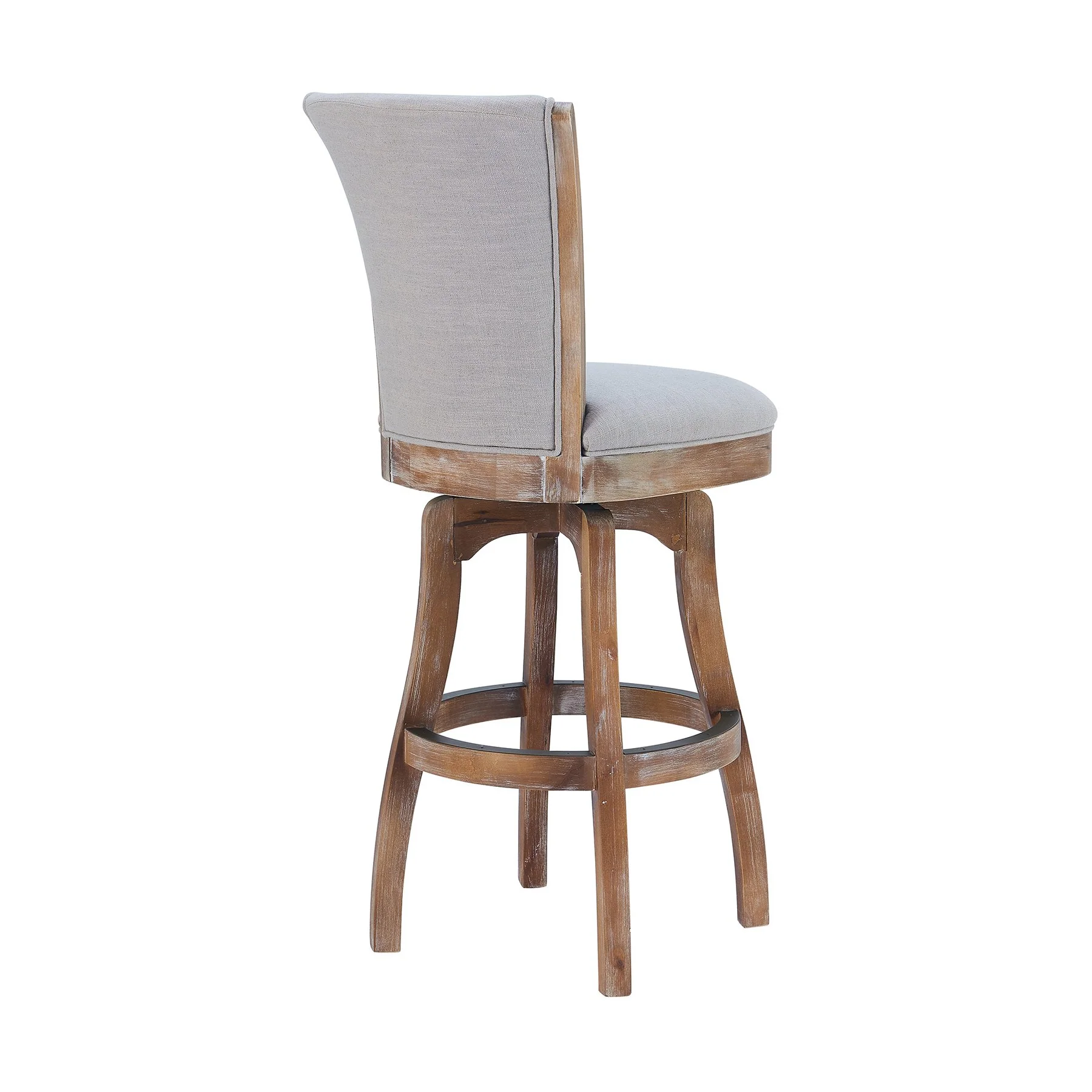 Raleigh 26" Counter Height Swivel Barstool in Distressed Oak Finish and Putty Ivory Linen - Image 3