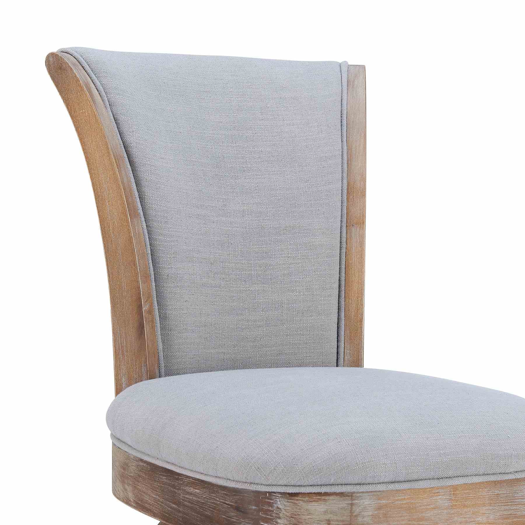 Raleigh 26" Counter Height Swivel Barstool in Distressed Oak Finish and Putty Ivory Linen - Image 4