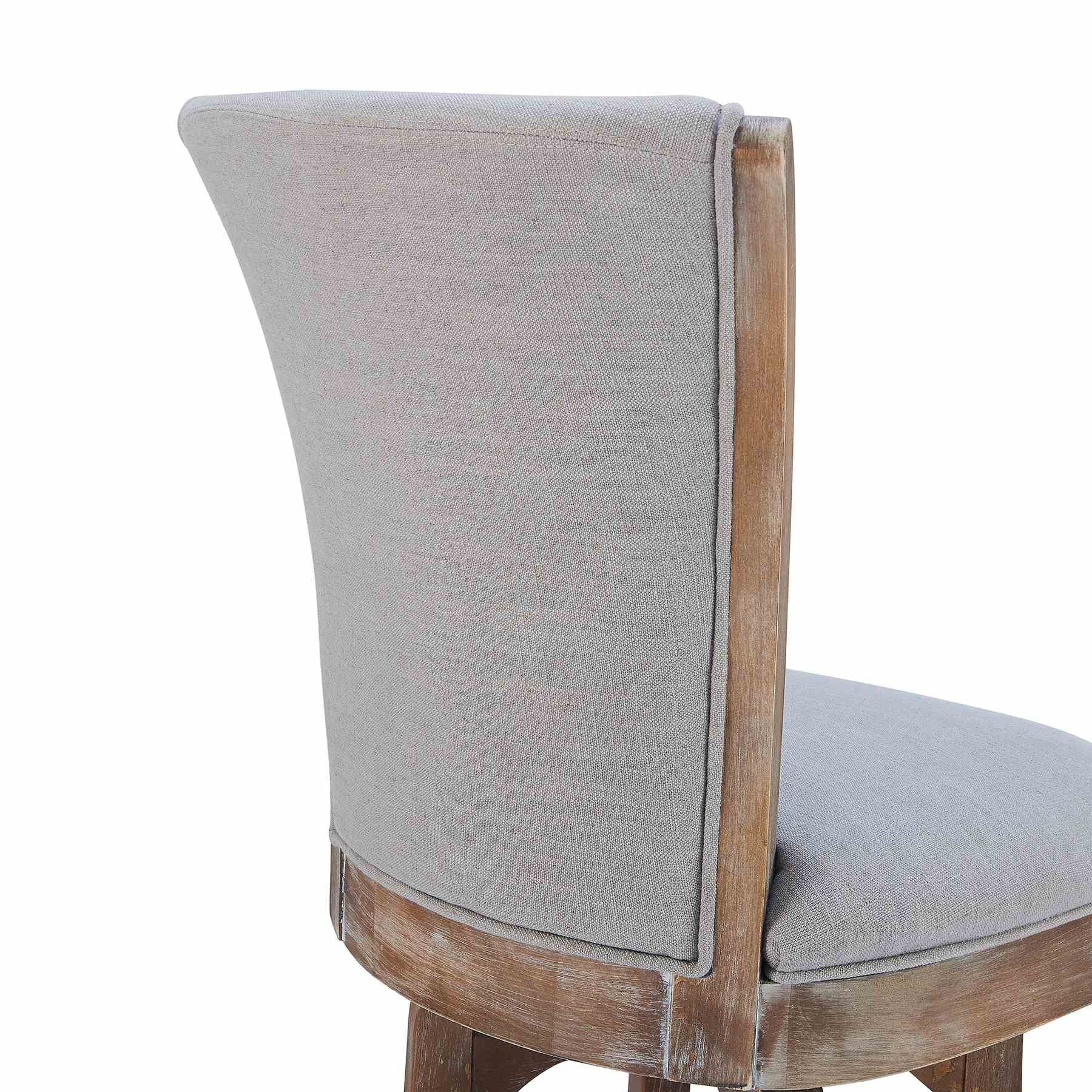 Raleigh 26" Counter Height Swivel Barstool in Distressed Oak Finish and Putty Ivory Linen - Image 5