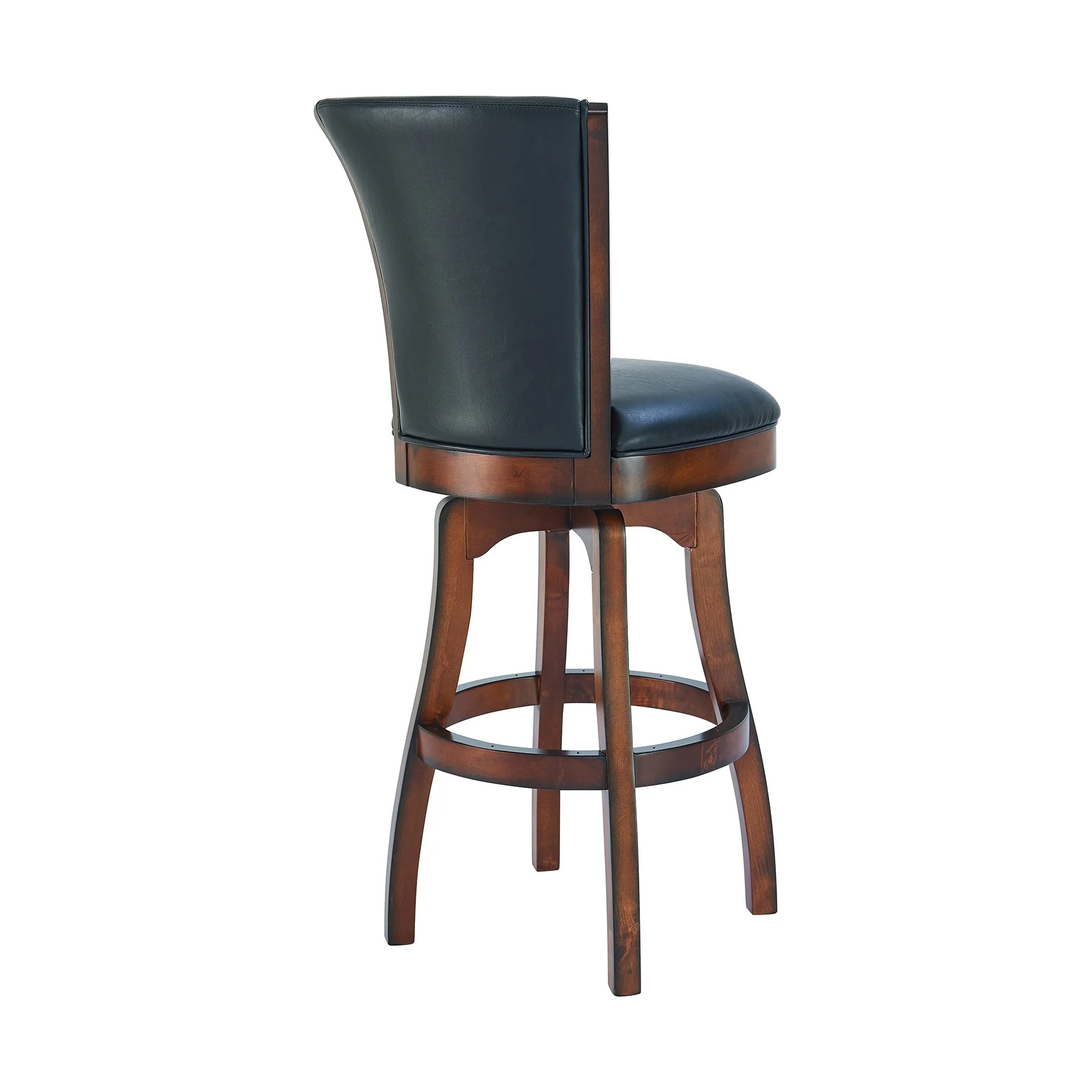 Raleigh 26" Counter Height Swivel Barstool in Rustic Cordovan Finish and Brown Bonded Leather - Image 3