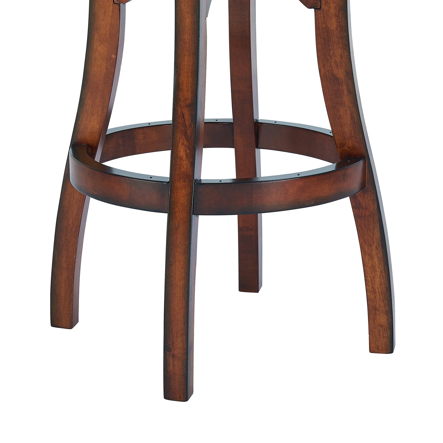 Raleigh 26" Counter Height Swivel Barstool in Rustic Cordovan Finish and Brown Bonded Leather - Image 7