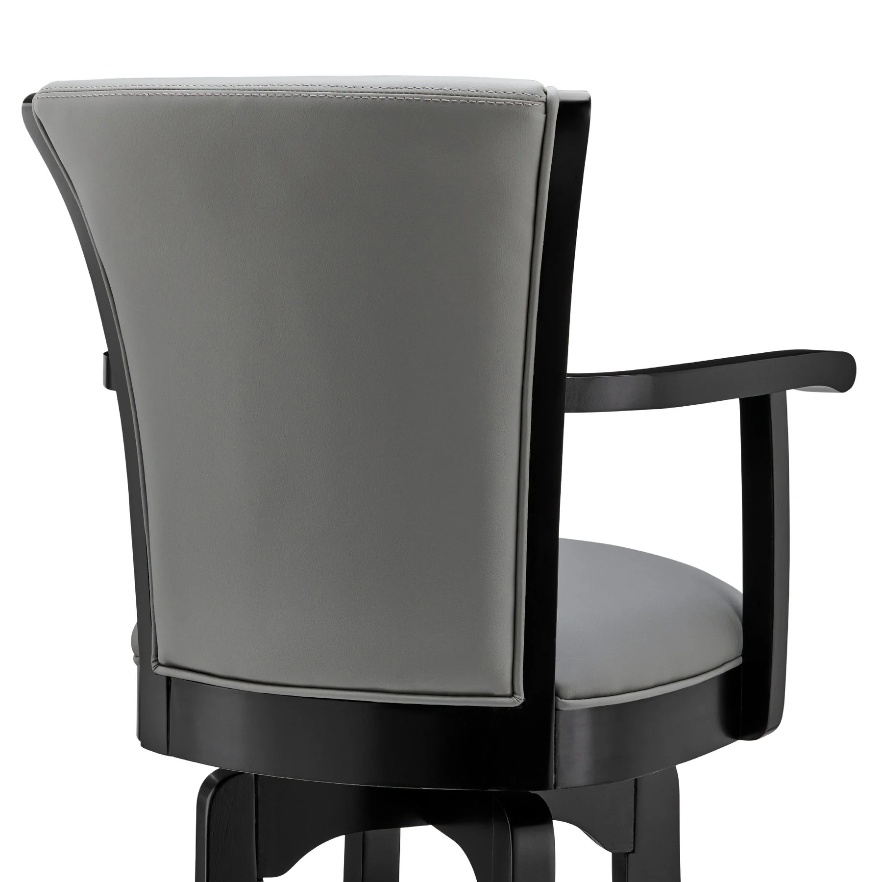Raleigh 26" Counter Height Swivel Gray Faux Leather and Black Wood Arm Bar Stool - Image 5