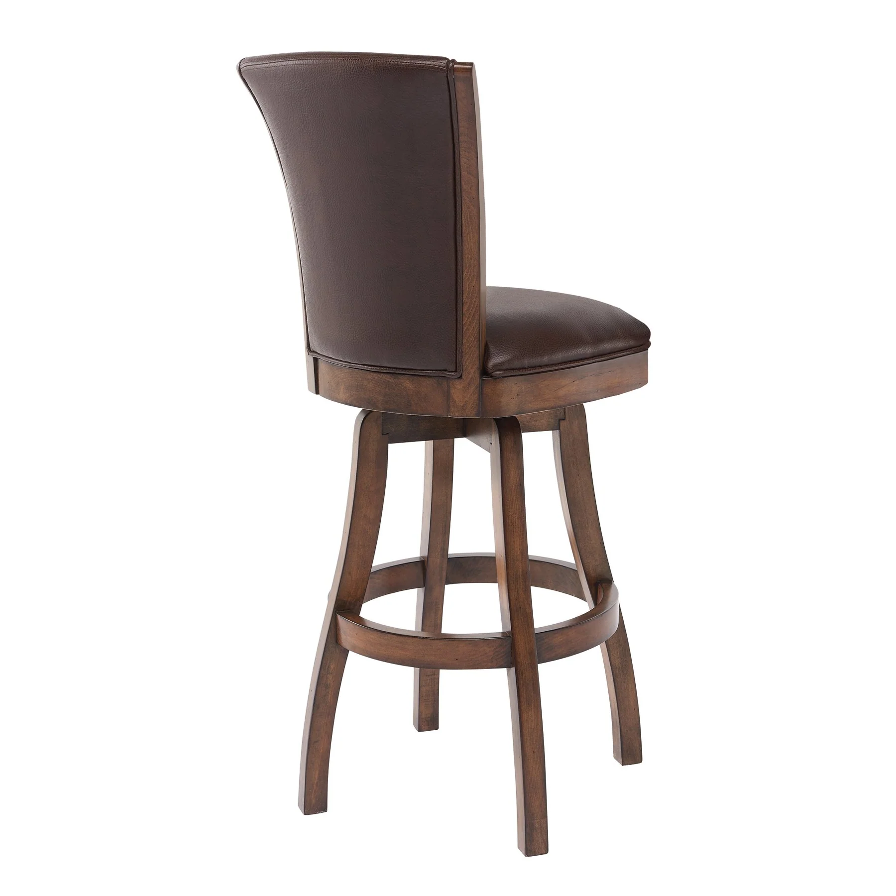 Raleigh 26" Counter Height Swivel Wood Barstool in Chestnut Finish and Kahlua Faux Leather - Image 3