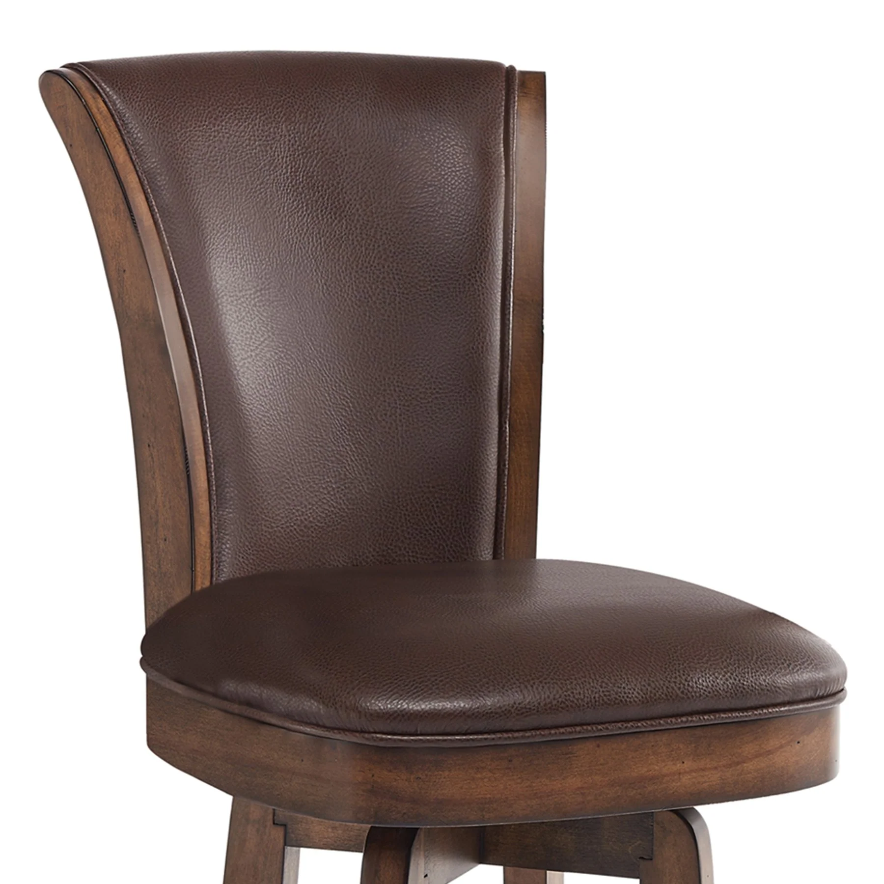 Raleigh 26" Counter Height Swivel Wood Barstool in Chestnut Finish and Kahlua Faux Leather - Image 4