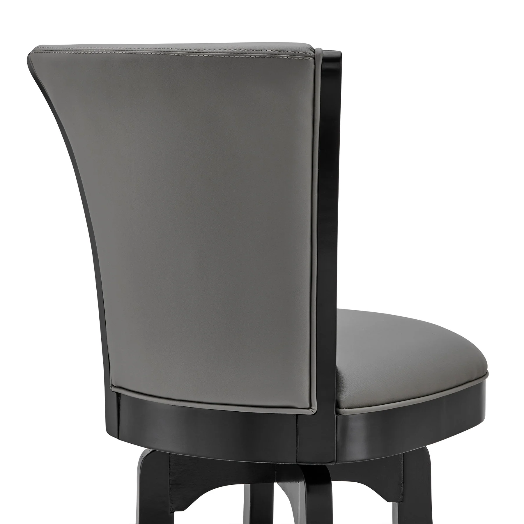 Raleigh 30" Bar Height Swivel Barstool in Black Finish and Gray Faux Leather - Image 5