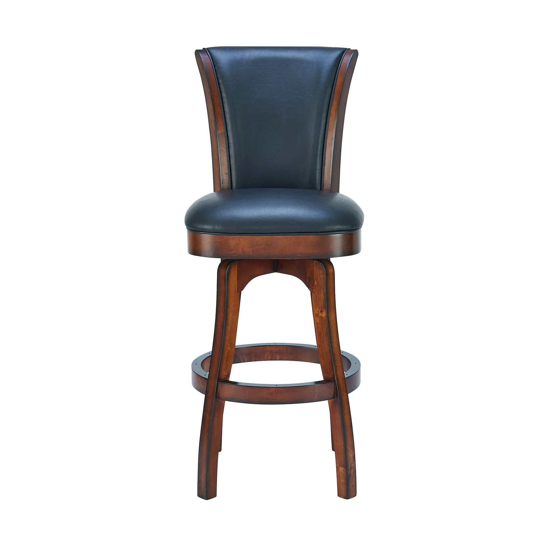 Raleigh 30" Bar Height Swivel Barstool in Rustic Cordovan Finish and Brown Bonded Leather - Image 2