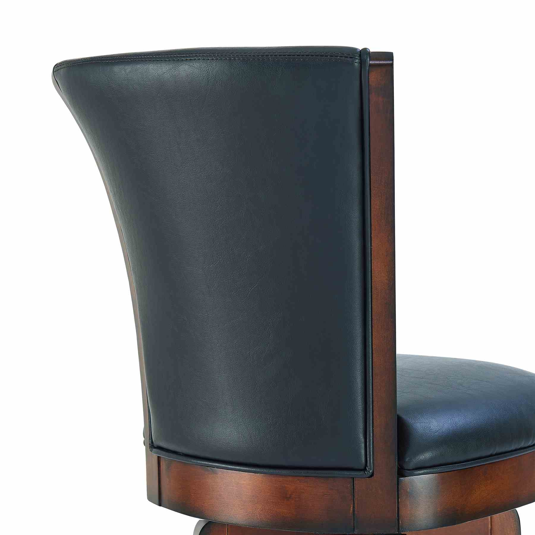 Raleigh 30" Bar Height Swivel Barstool in Rustic Cordovan Finish and Brown Bonded Leather - Image 5